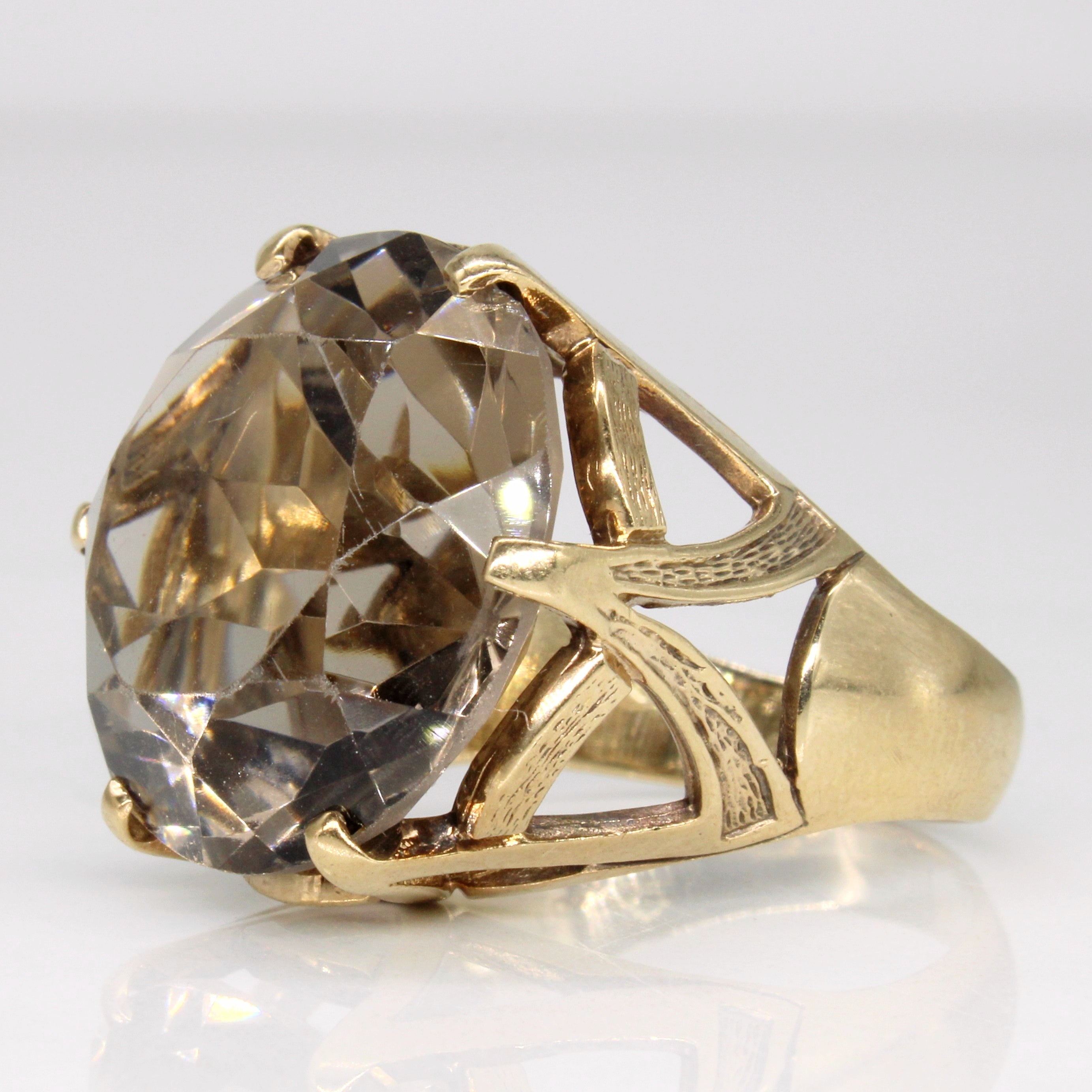 Bague cocktail en quartz fumé | 22,50 ct | Taille 8 |
