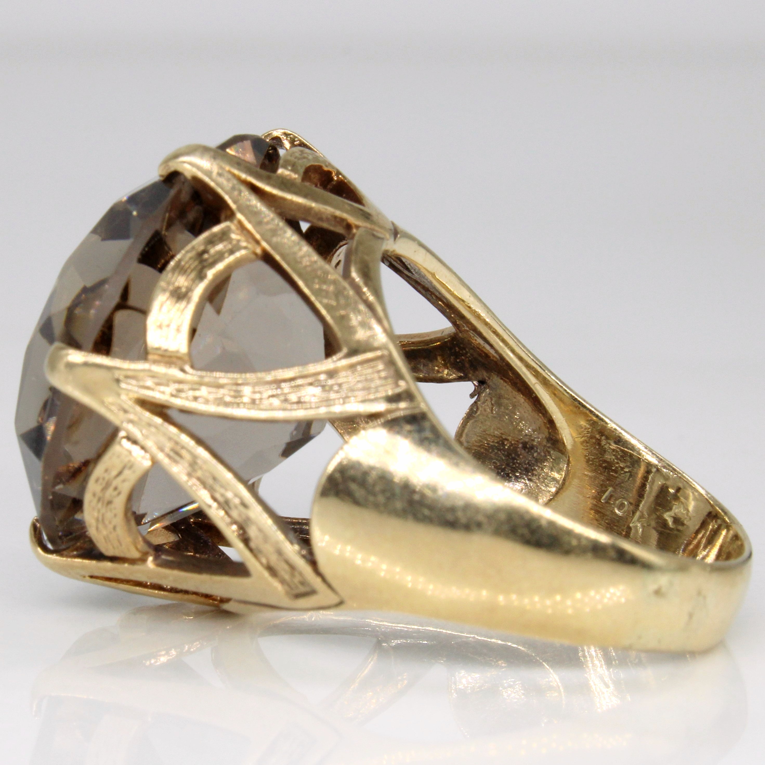 Bague cocktail en quartz fumé | 22,50 ct | Taille 8 |