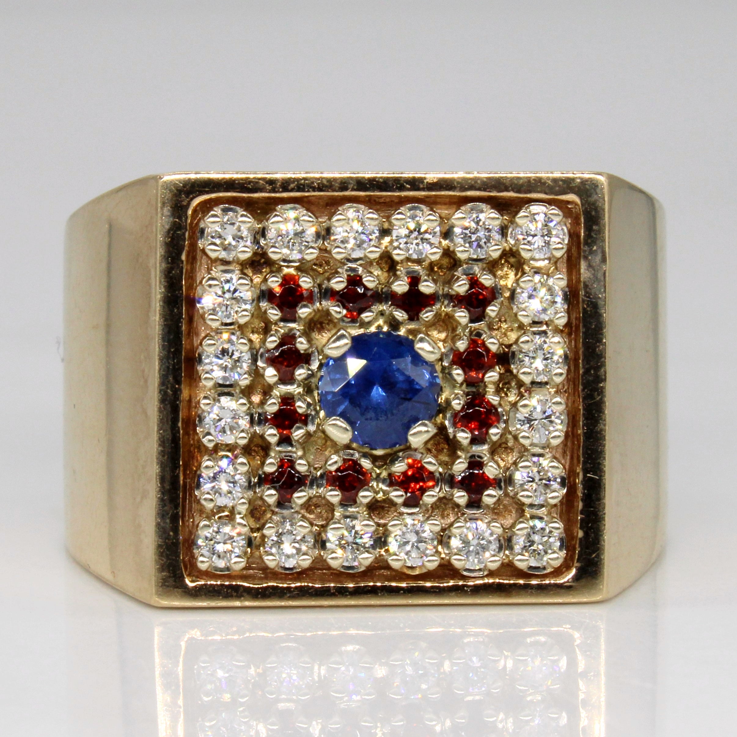 Multi Gem Cocktail Ring | 0.95ctw | SZ 13 |