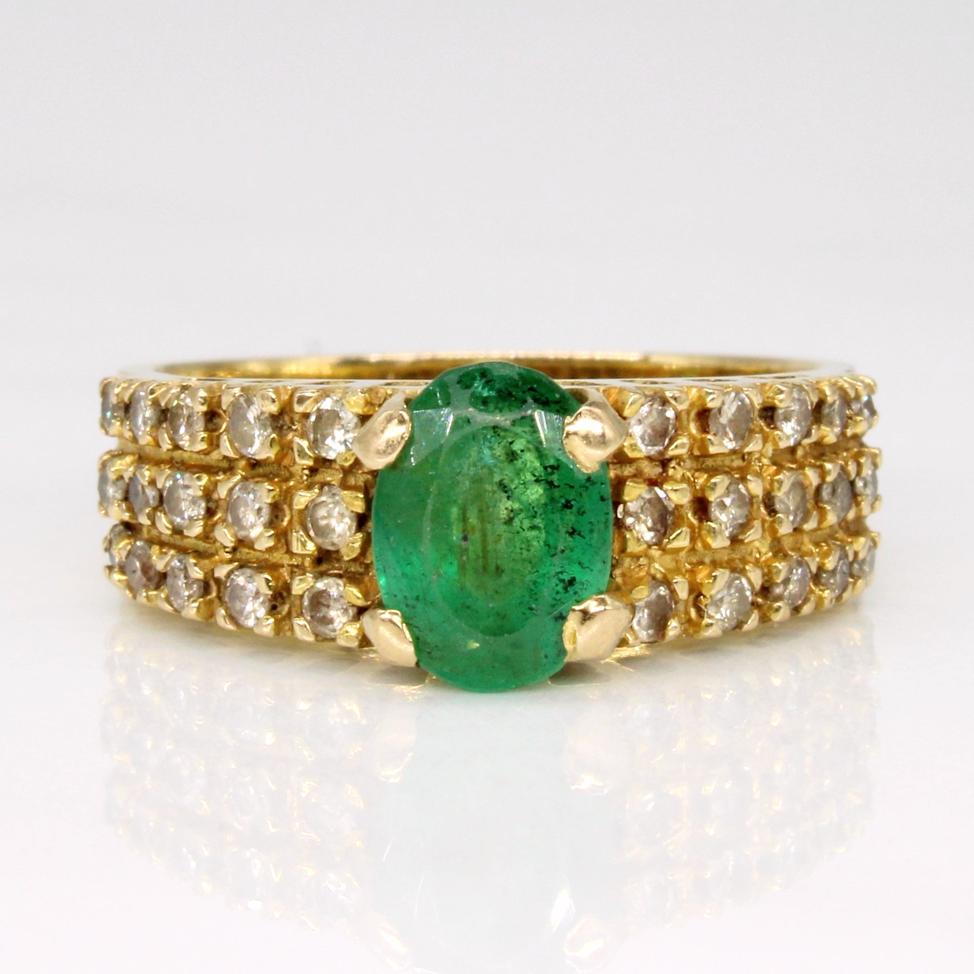 Emerald & Diamond Cocktail Ring | 1.00ct, 0.30ctw | SZ 6.25 |