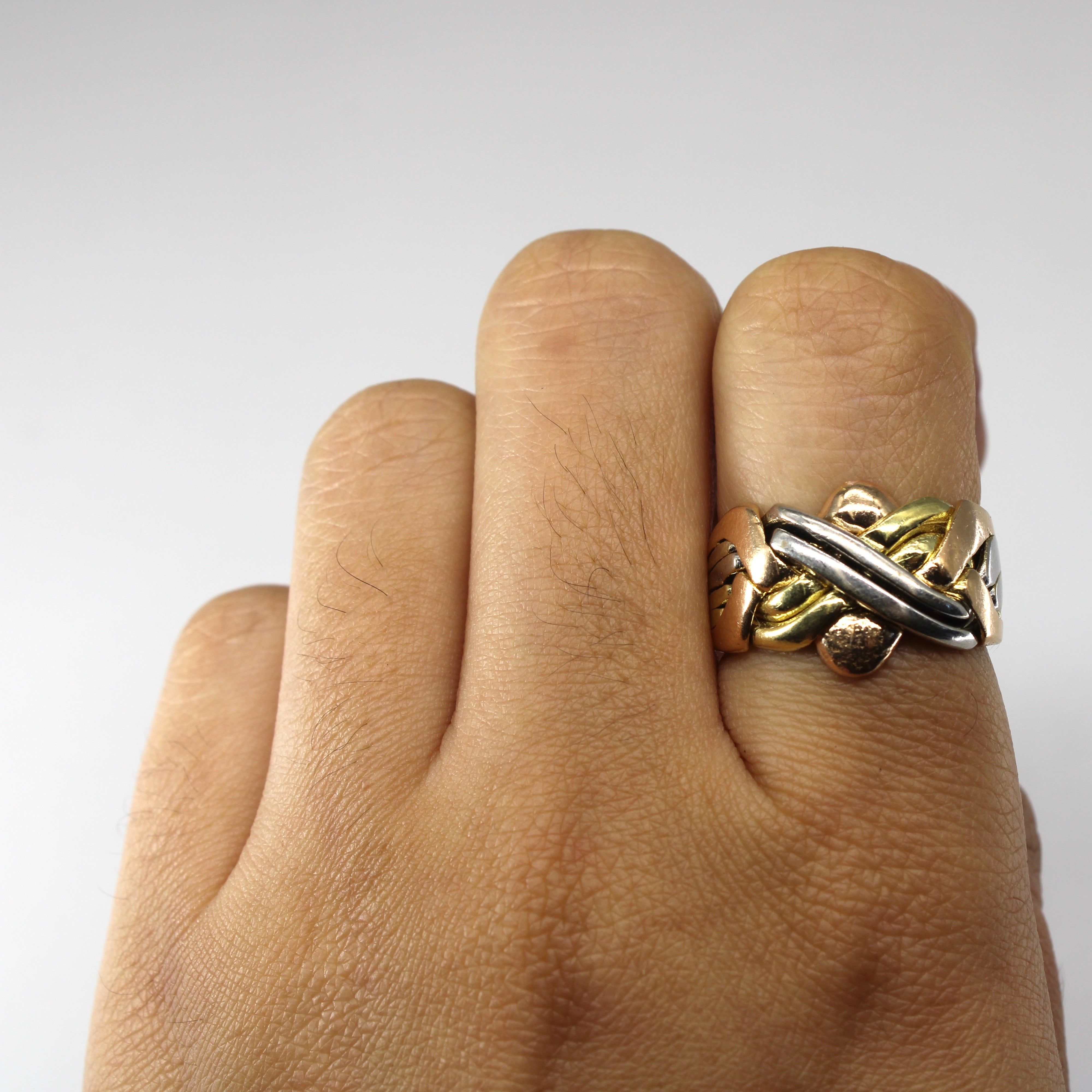 Tri Tone Gold Puzzle Ring | SZ 8.5 |
