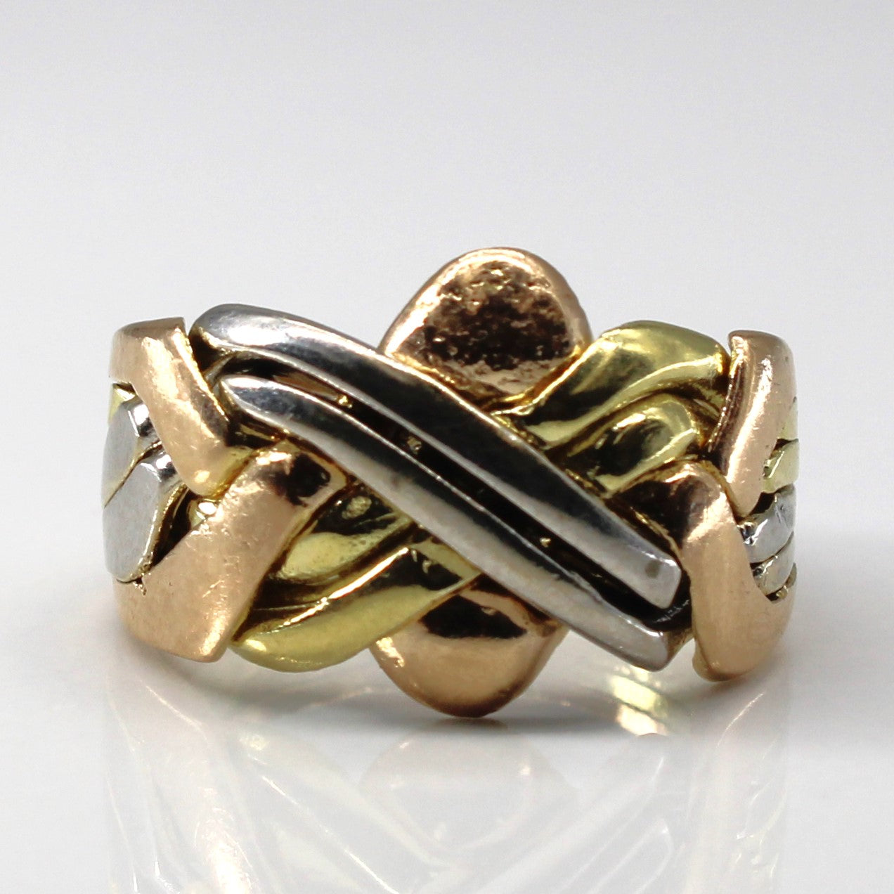 Mens Ring Ring Puzzle Ring Men's Solid 9ct Yellow White And Rose