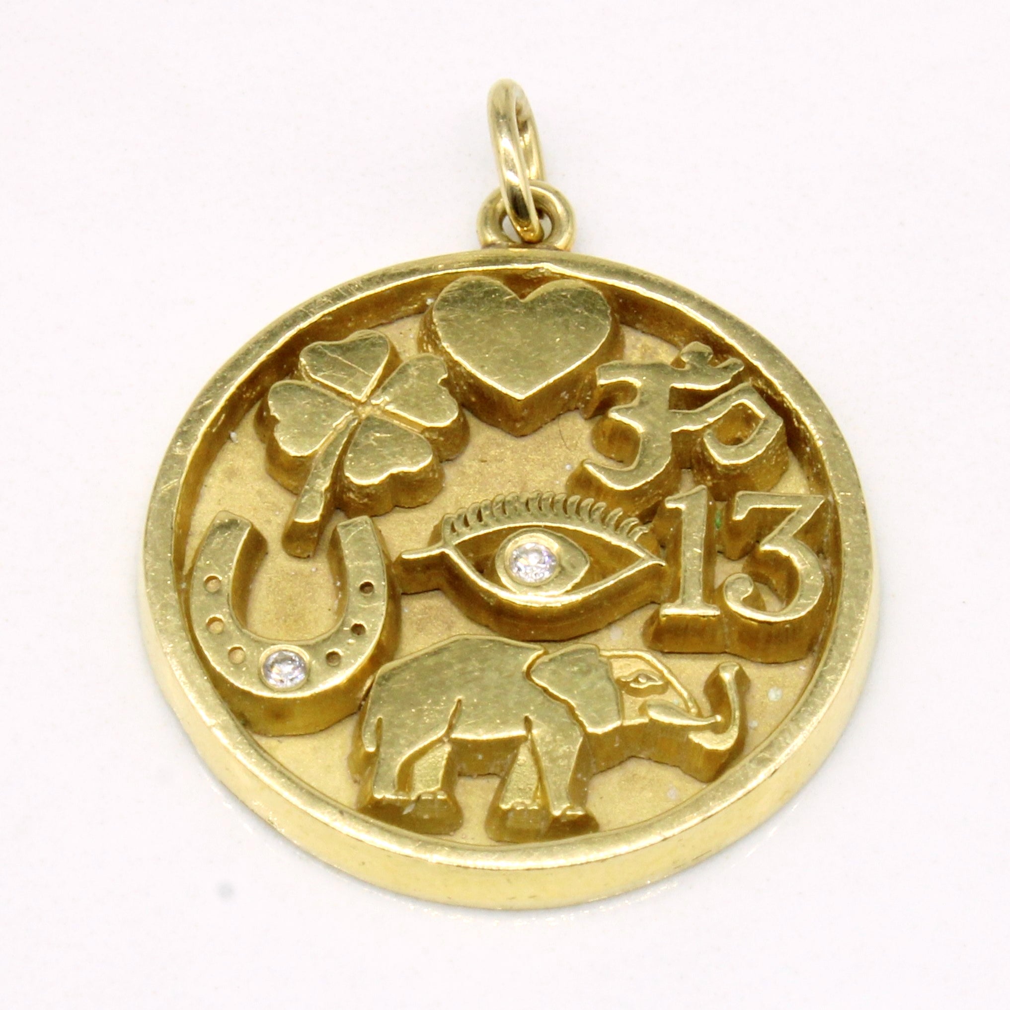 18k Diamond Good Luck Symbol Charm