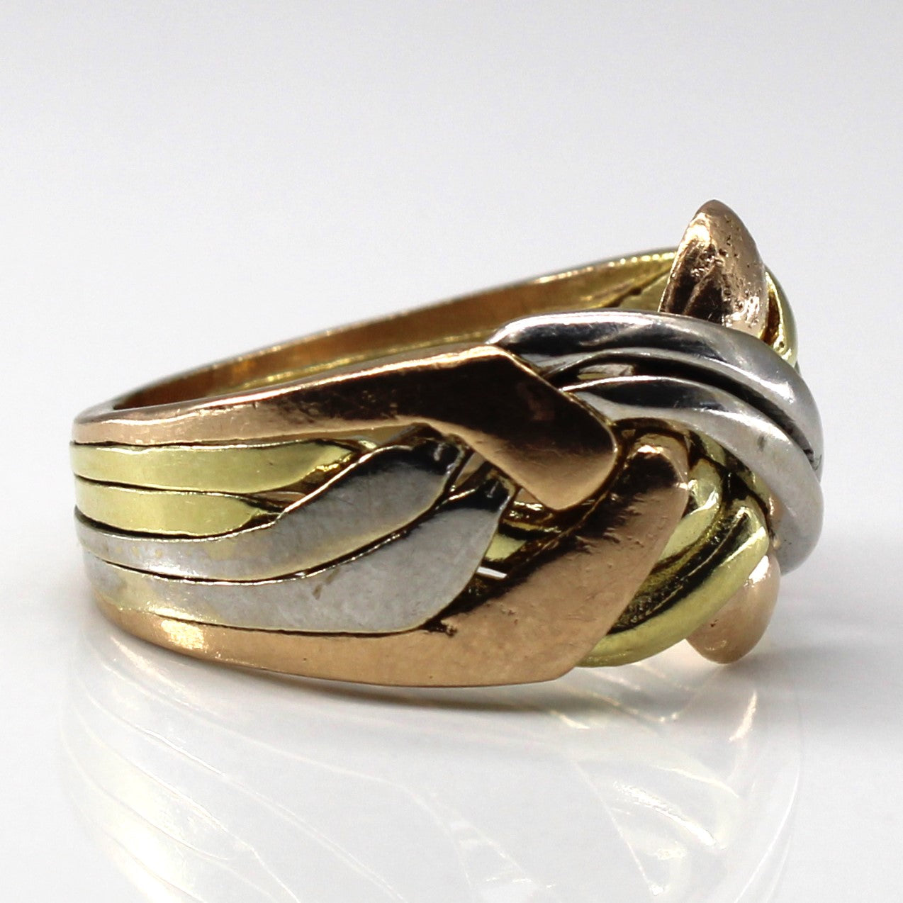 Tri Tone Gold Puzzle Ring | SZ 8.5 |