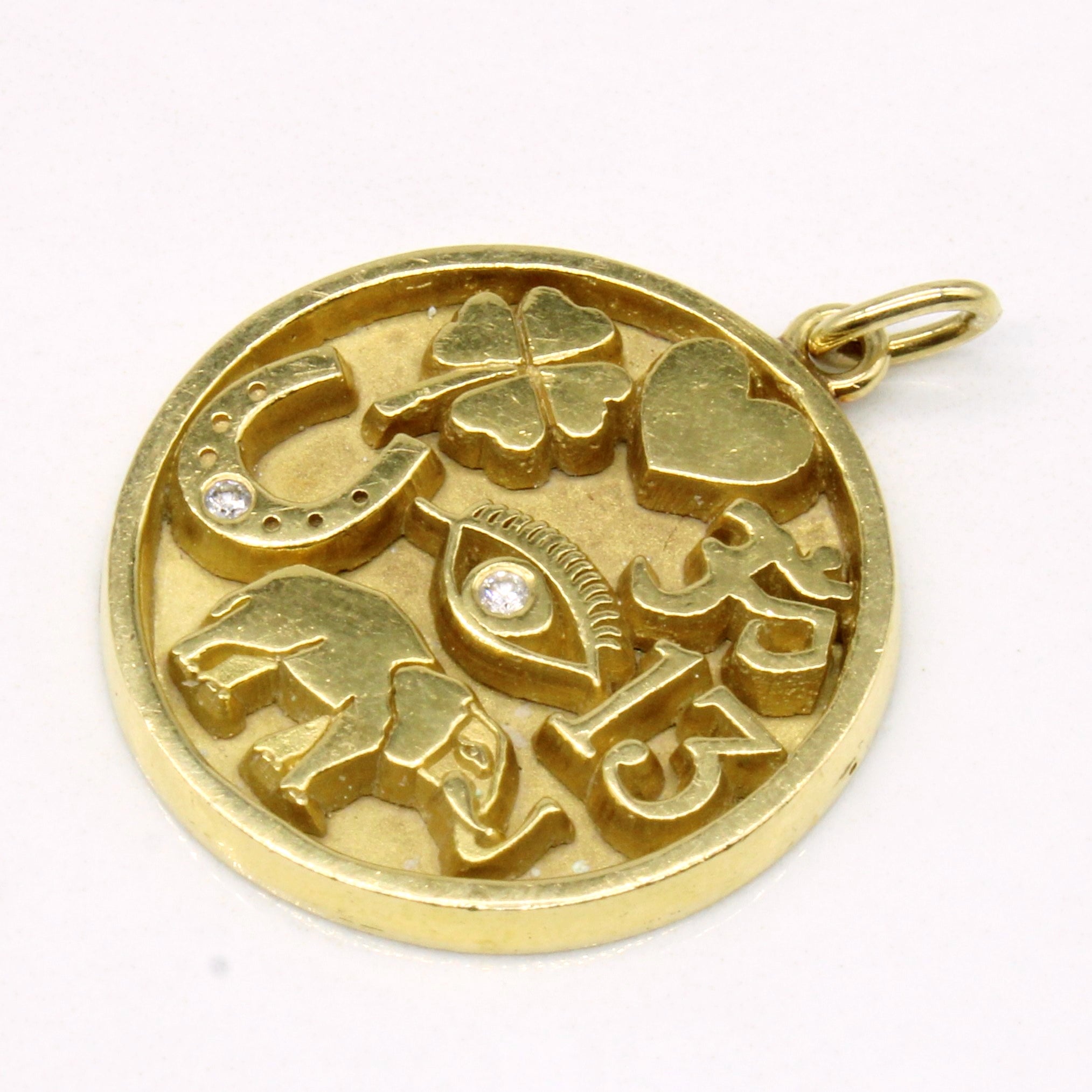 18k Diamond Good Luck Symbol Charm