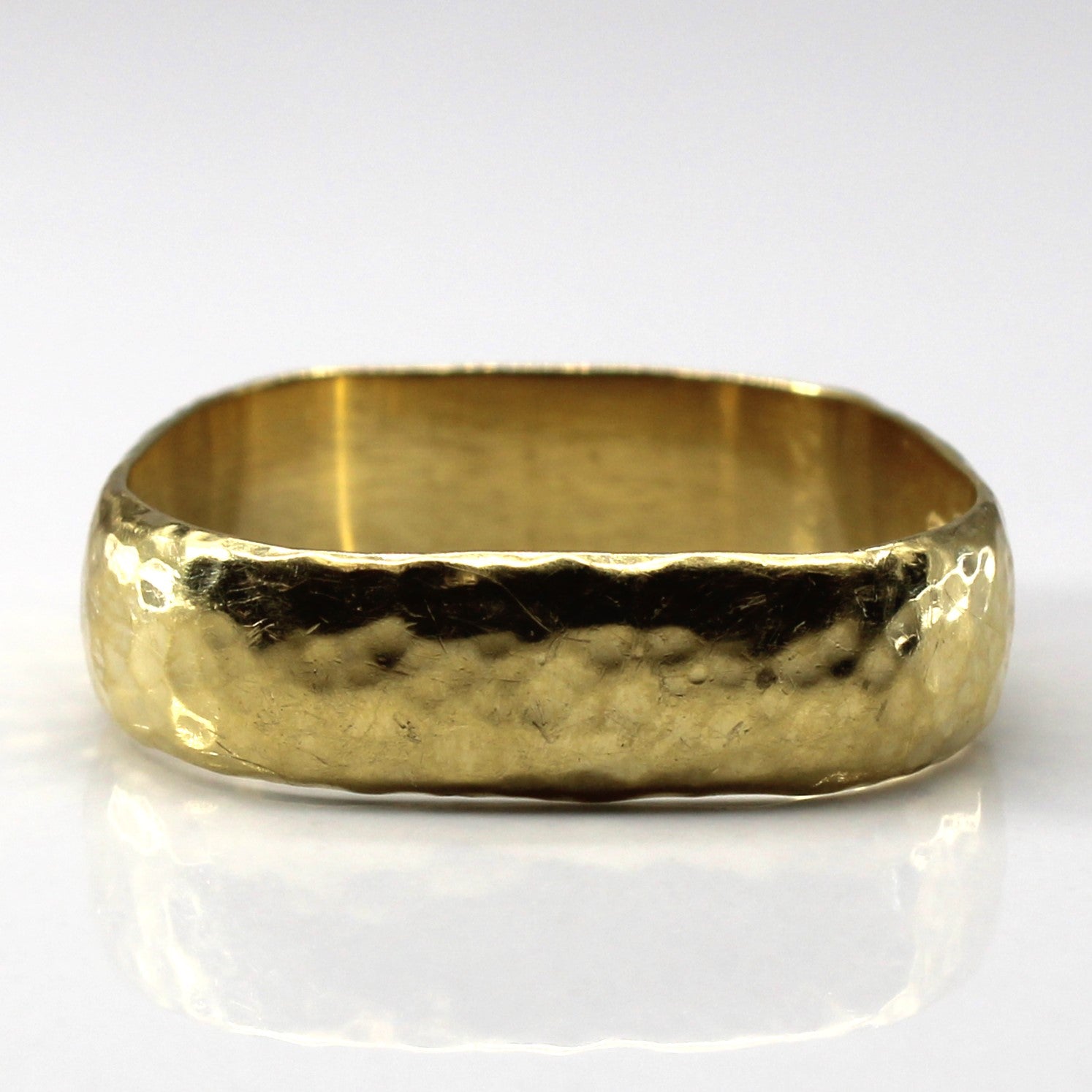 Hammered Trapezoid 18k Yellow Gold Ring | SZ 13 |