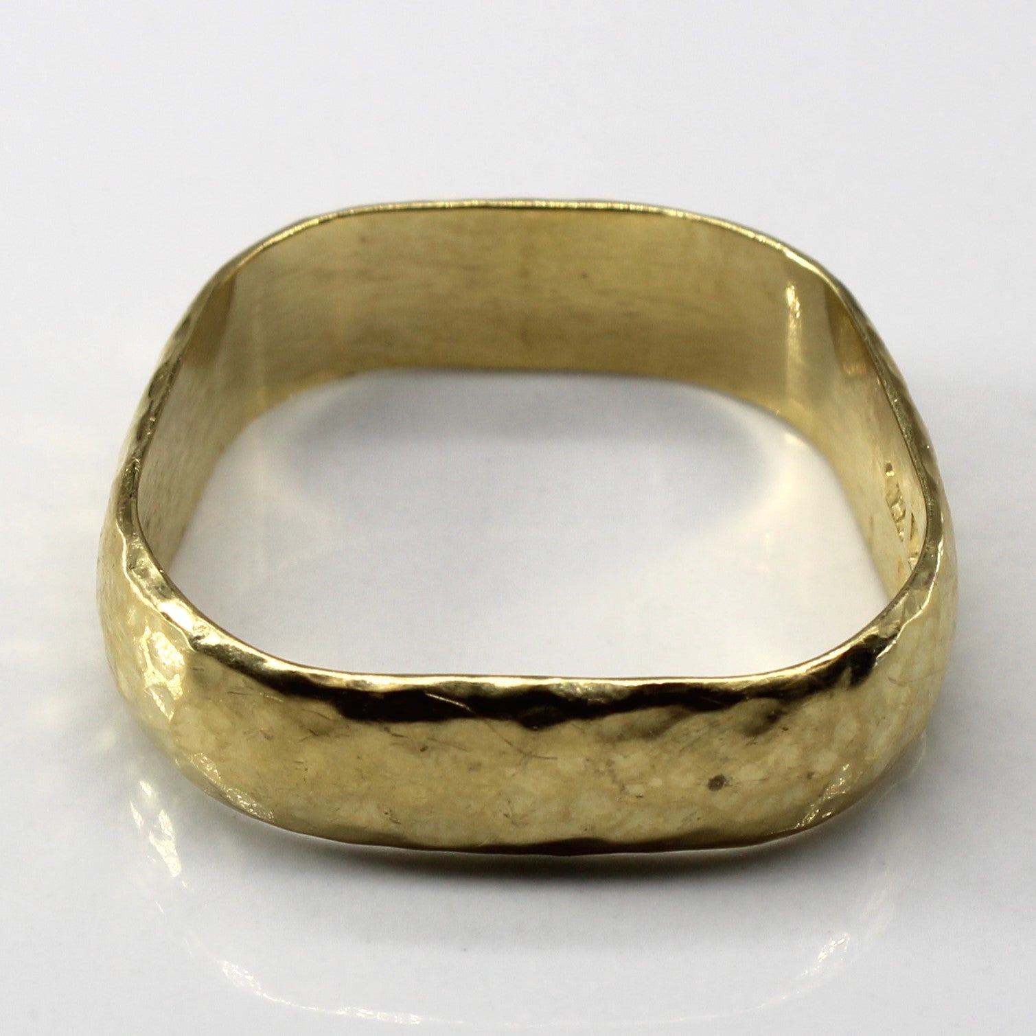 Hammered Trapezoid 18k Yellow Gold Ring | SZ 13 |