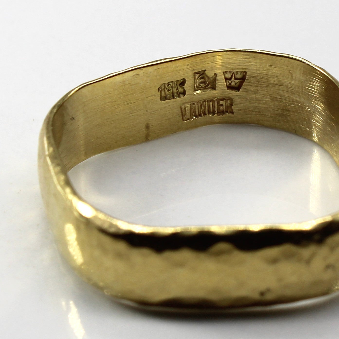 Hammered Trapezoid 18k Yellow Gold Ring | SZ 13 |