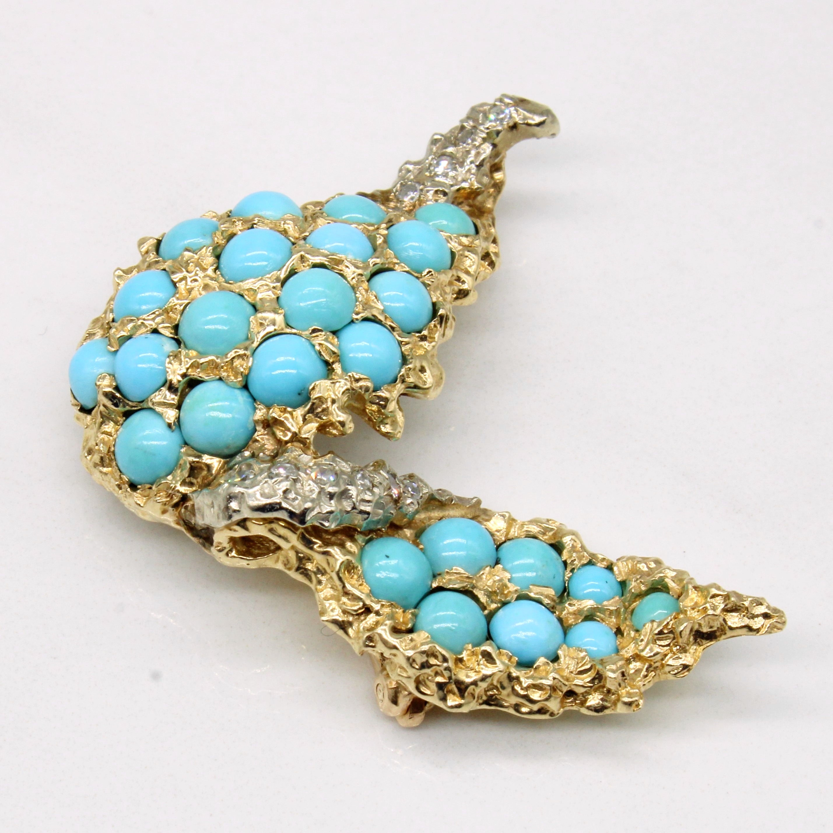 Turquoise & Diamond Brooch | 2.75ctw, 0.15ctw |