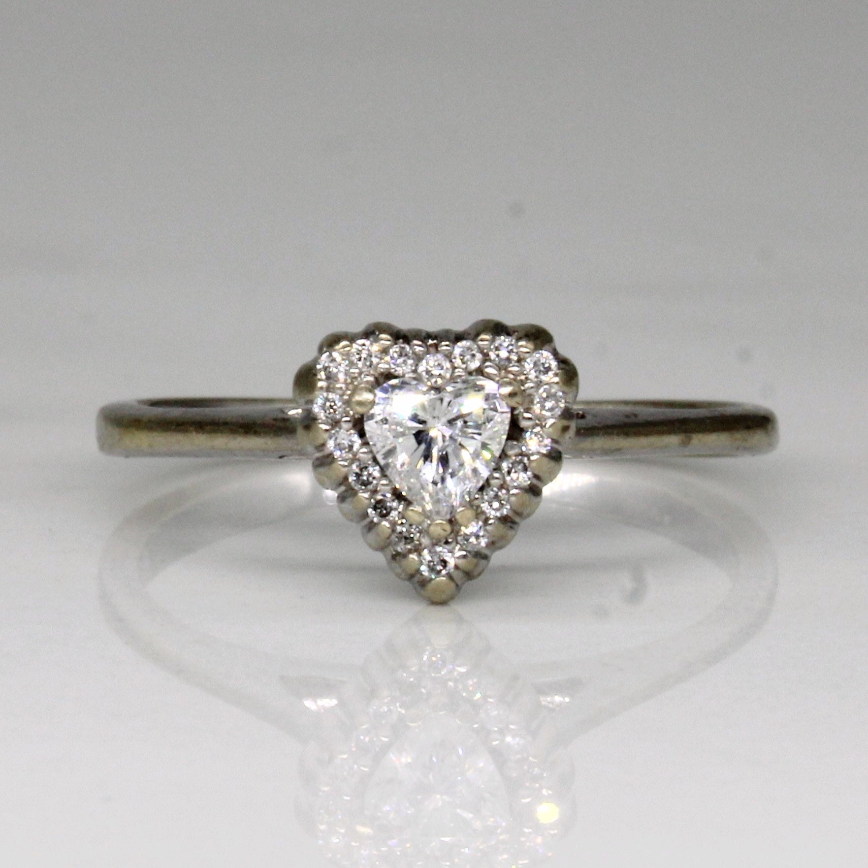Bague de promesse en diamant taille cœur | 0,31 ct | Taille 6,25 |