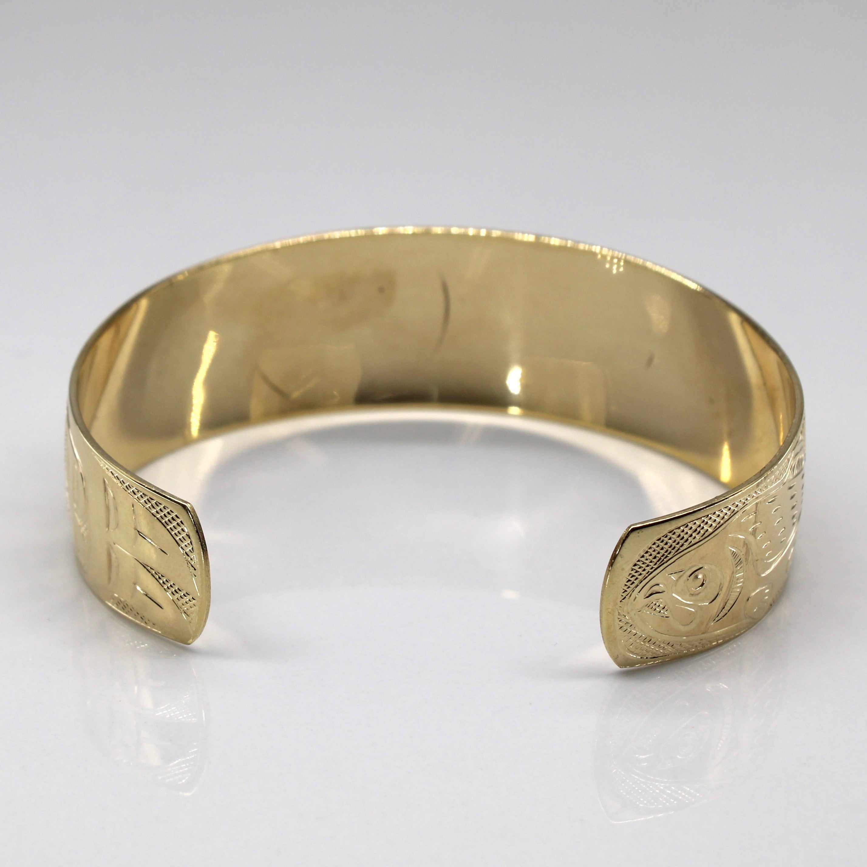 Indigenous Art Wide Gold Bangle | 6"|