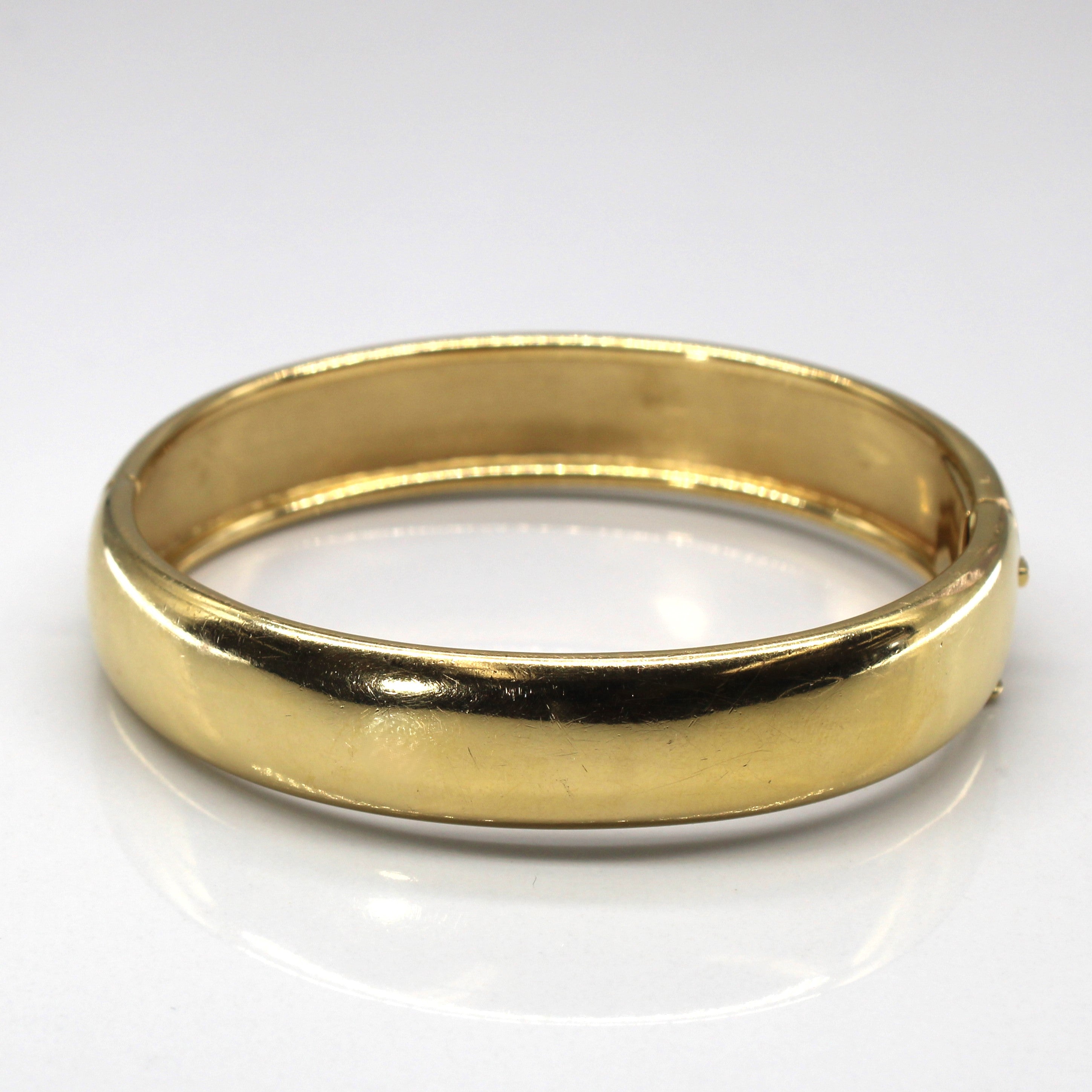 Yellow Gold Plain Wide Bangle | 7.5"|