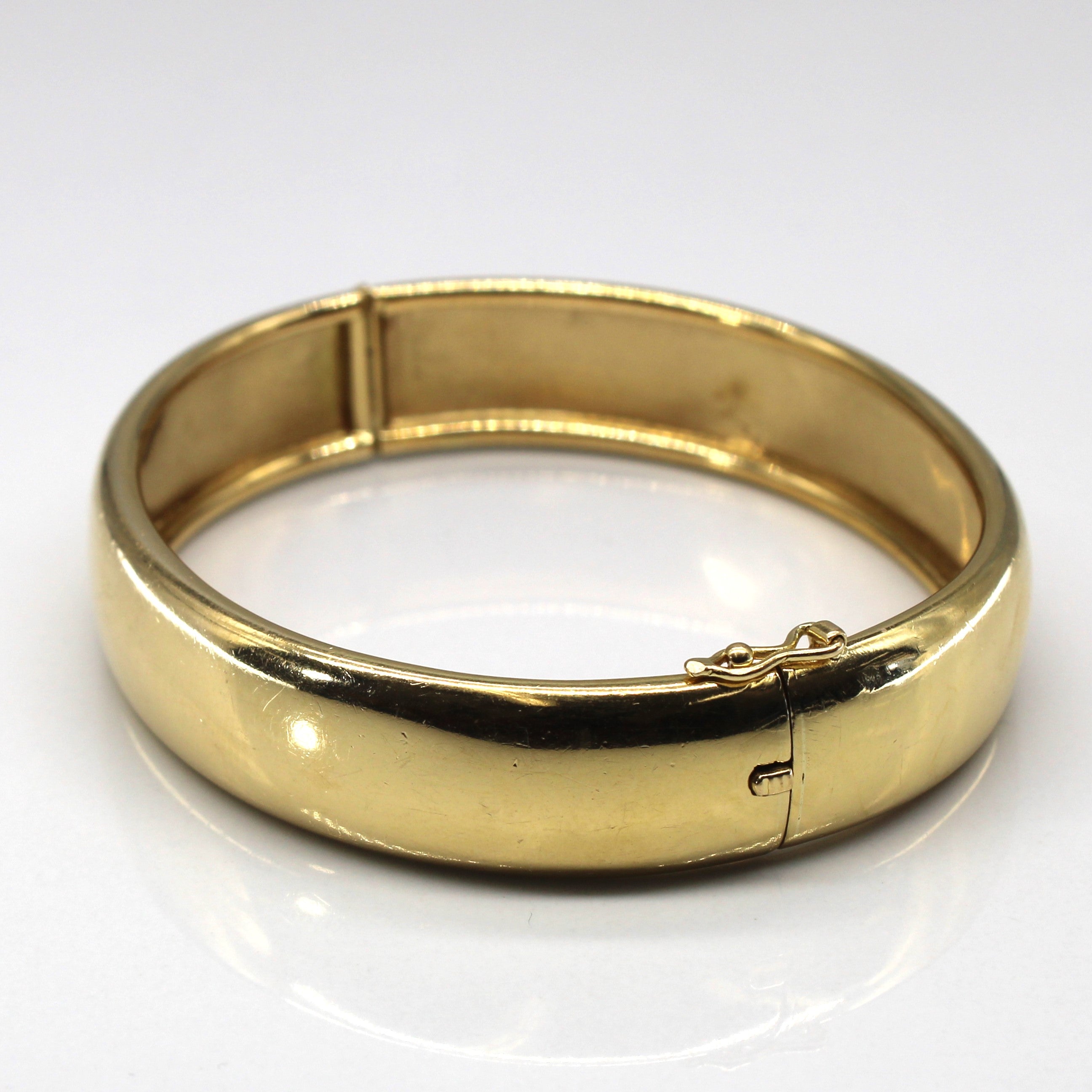 Yellow Gold Plain Wide Bangle | 7.5"|