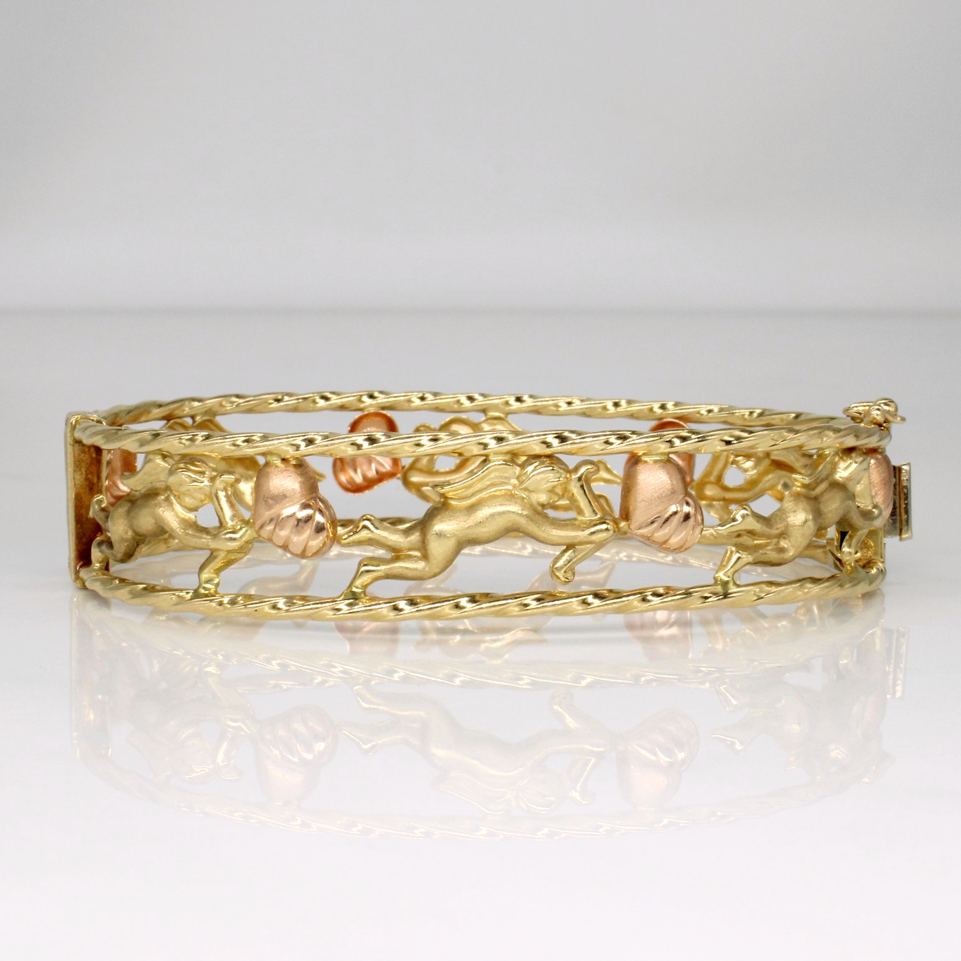 14k Two Tone Gold Cherub Bracelet | 6.5" |