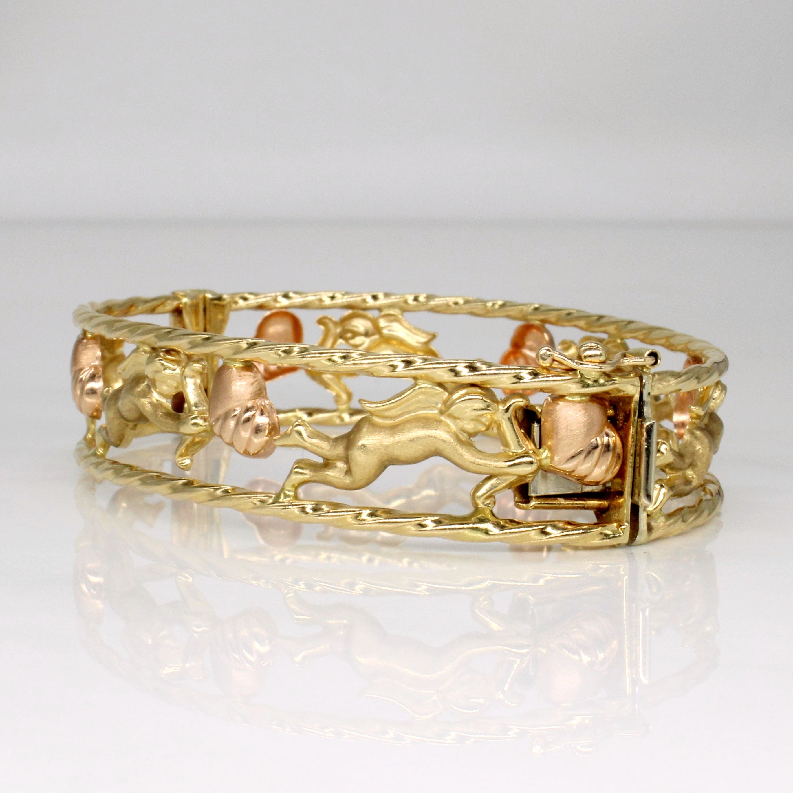 14k Two Tone Gold Cherub Bracelet | 6.5" |