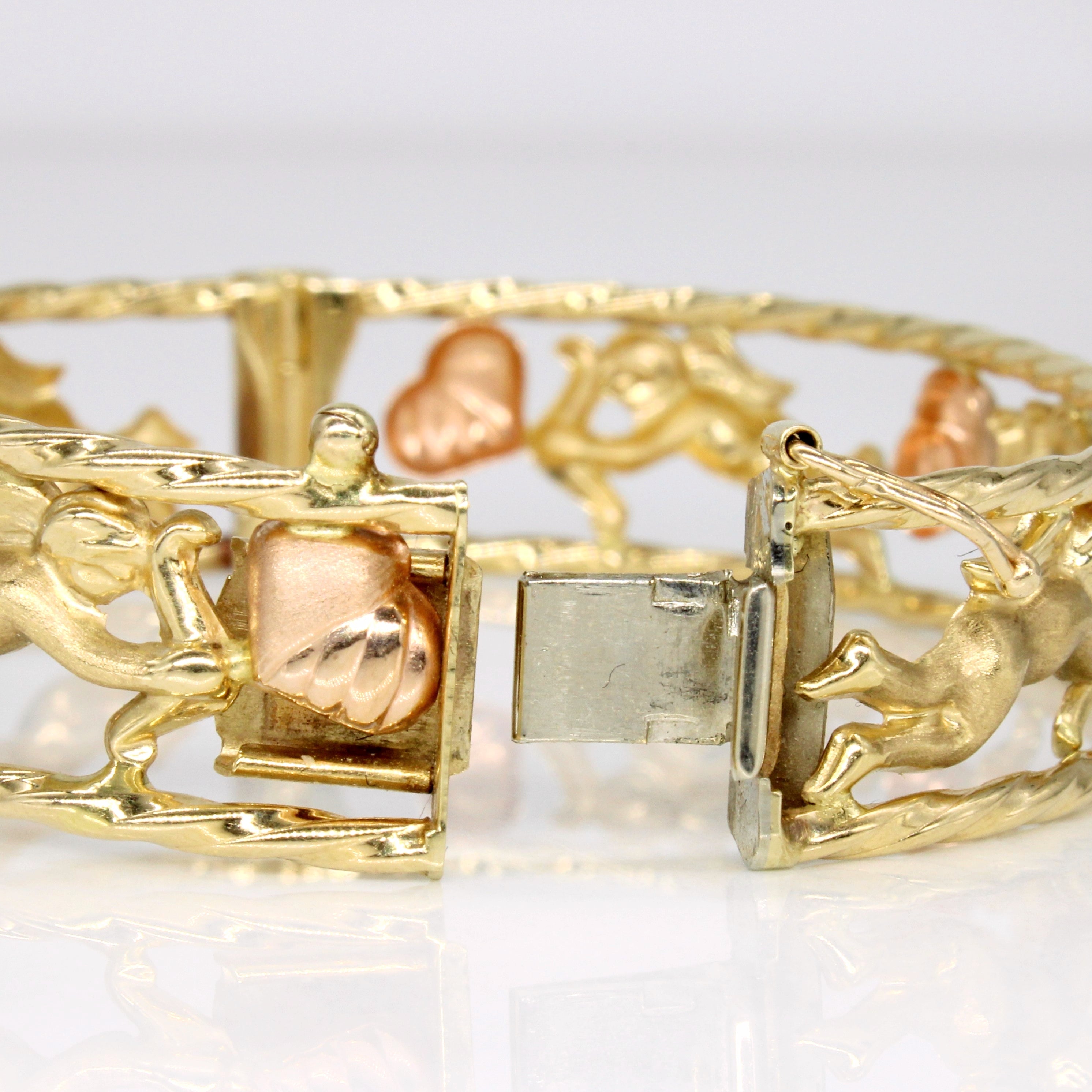 14k Two Tone Gold Cherub Bracelet | 6.5" |