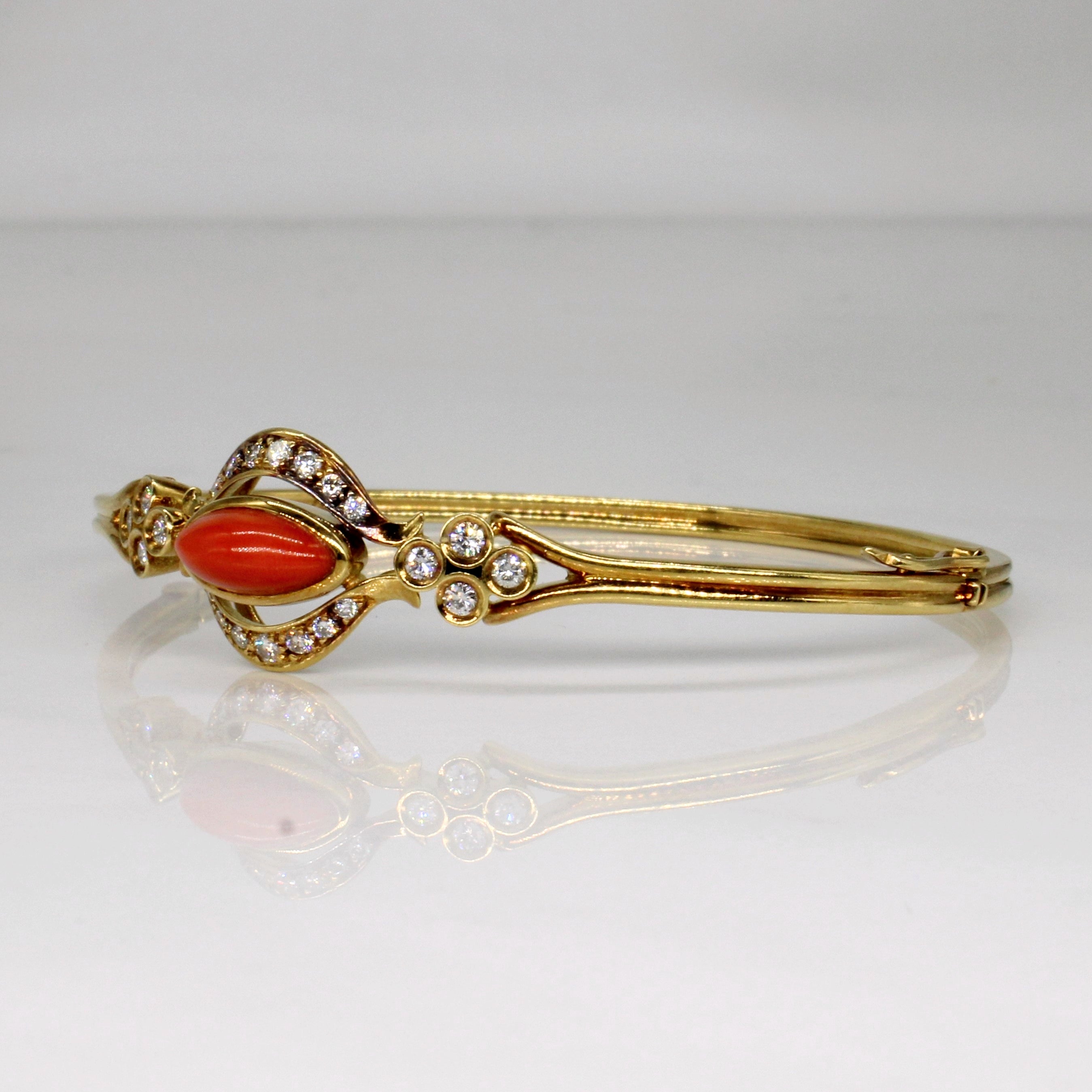 Coral & Diamond Bracelet | 1.90ct, 0.44ctw | 7.5" |