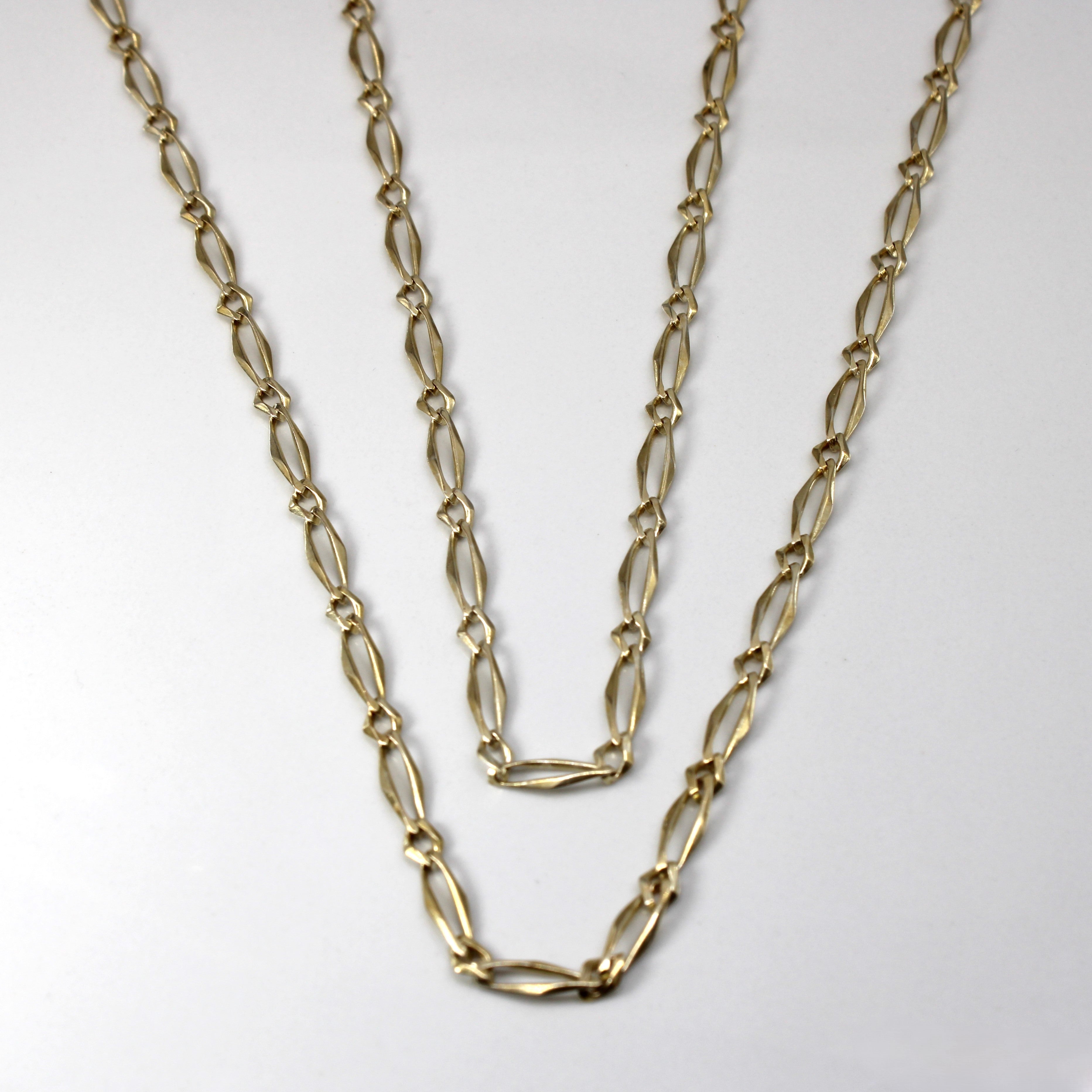 Elongated Link Yellow Gold Cable Chain | 64"|
