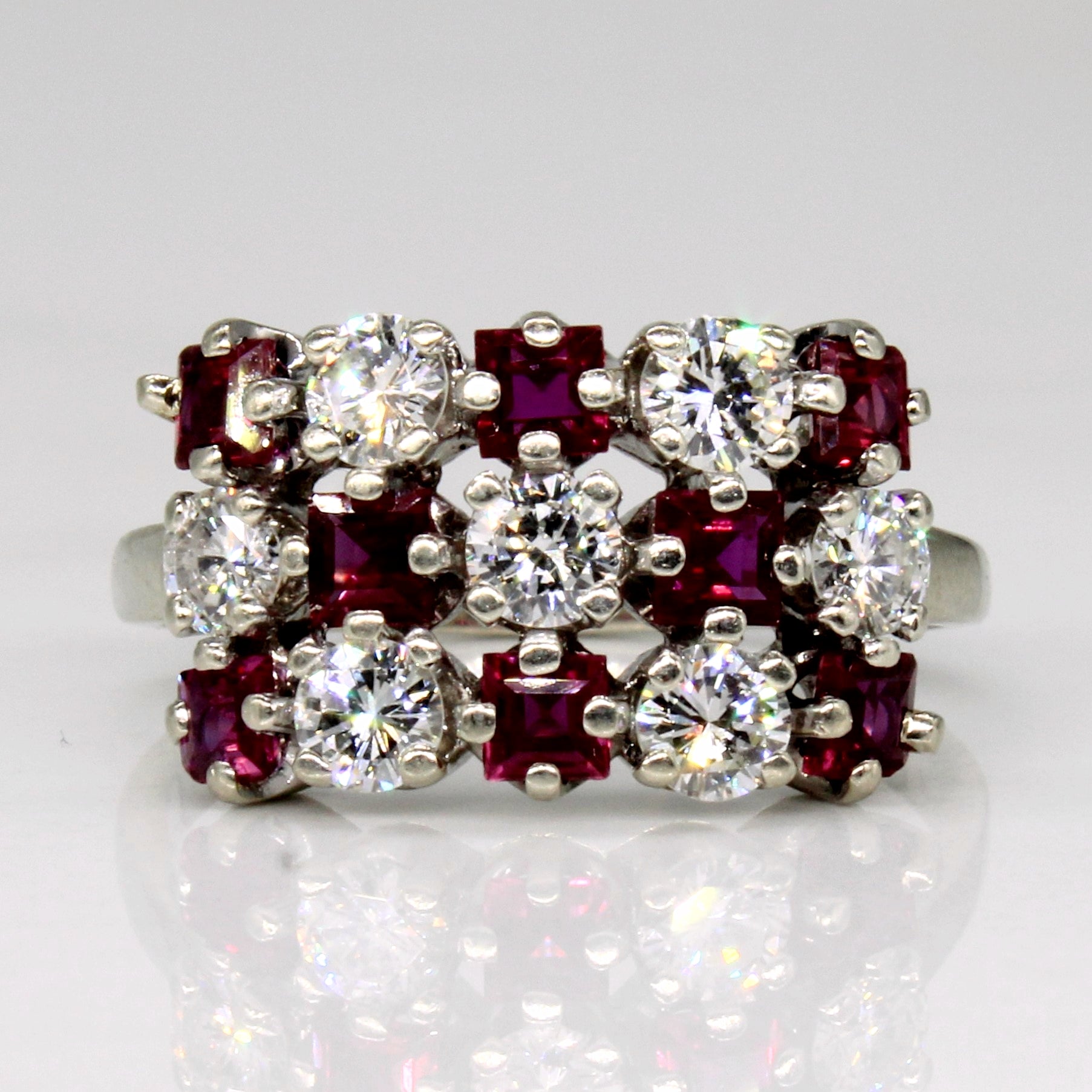 Ruby & Diamond Cluster 14k Ring | 0.80ctw, 0.70ctw | SZ 6.75 |