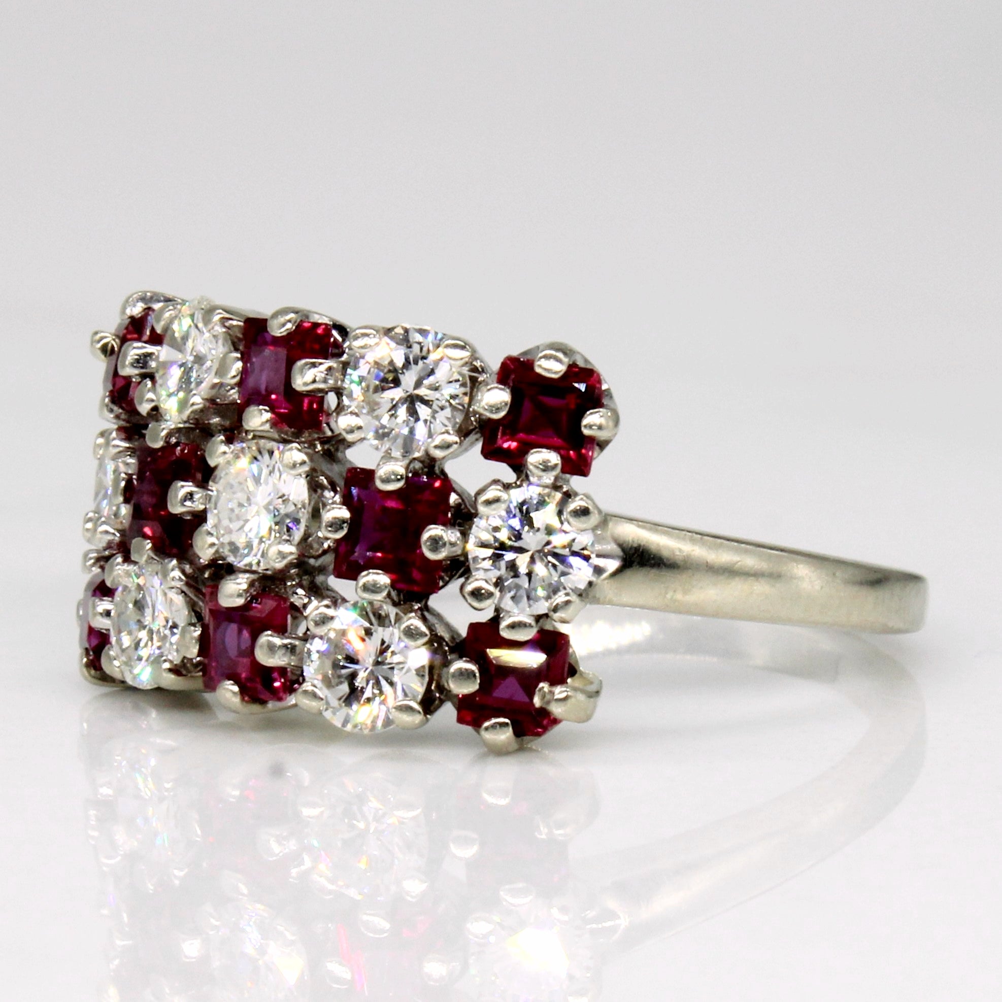 Ruby & Diamond Cluster 14k Ring | 0.80ctw, 0.70ctw | SZ 6.75 |