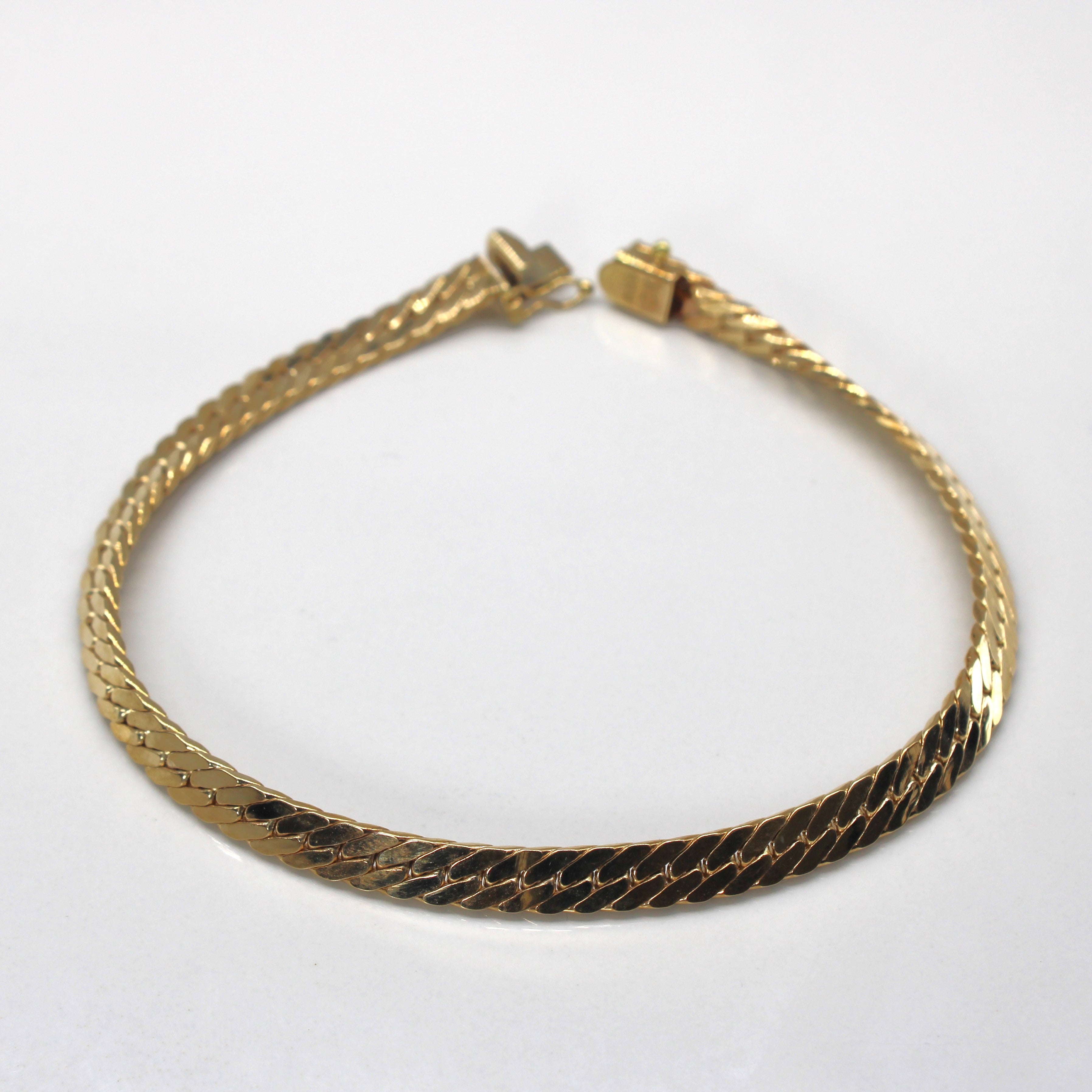 10k Yellow Gold Herringbone Chain Bracelet | 8"|