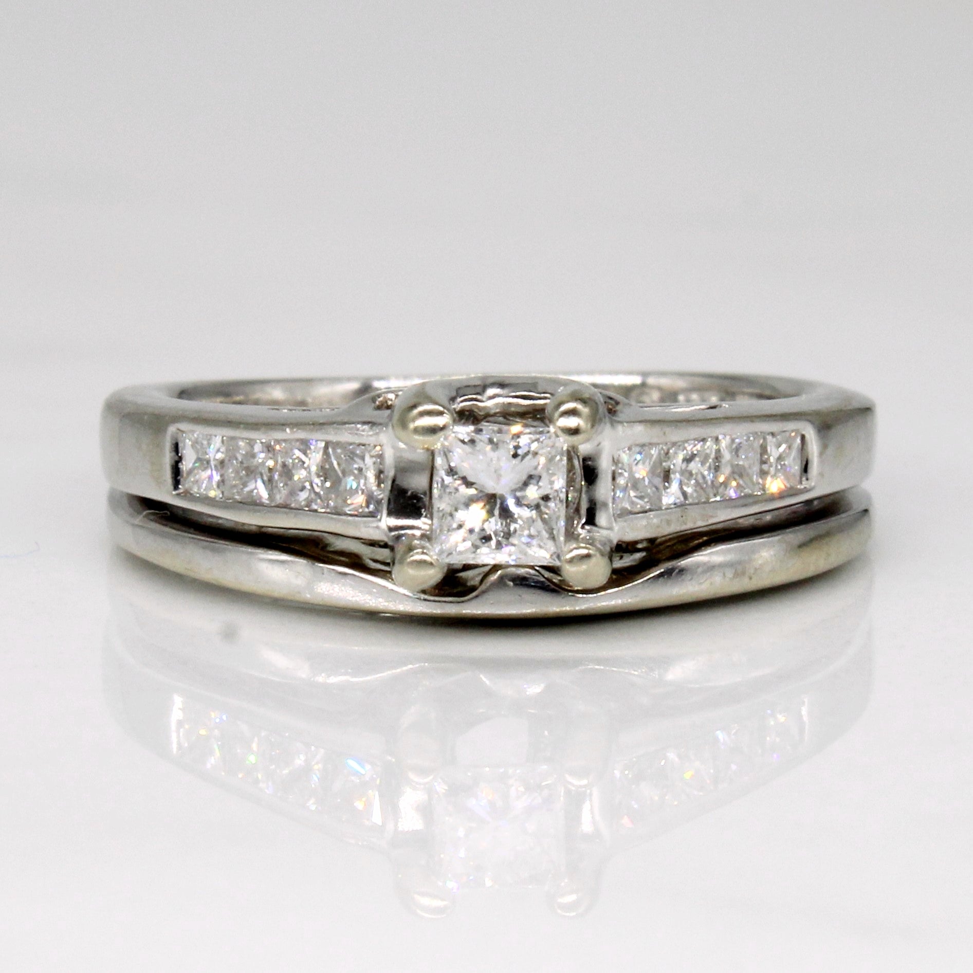 Diamond Princess Cut 14k Ring & Joined Band | 0.18ct, 0.32ctw | SZ 5.25 |