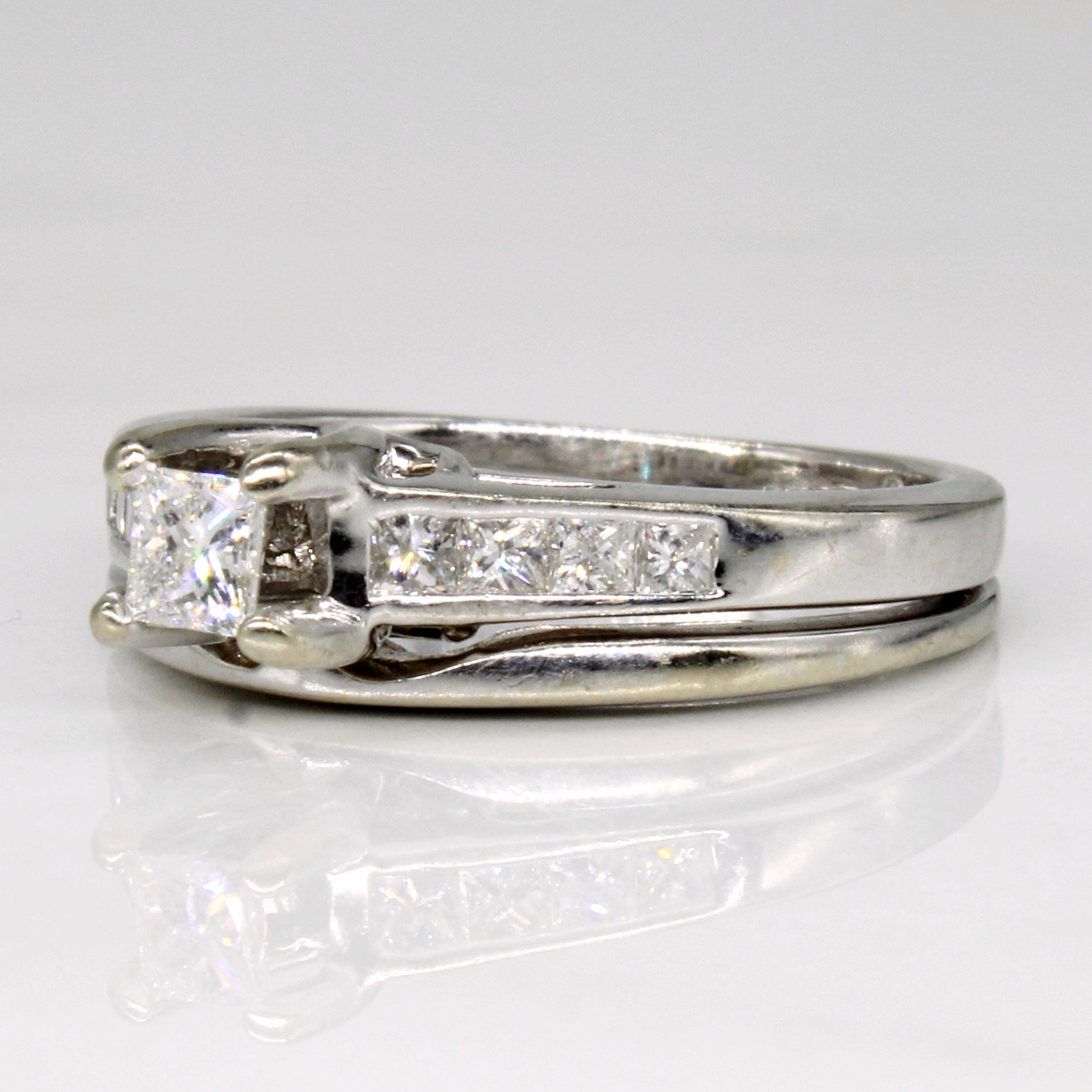 Diamond Princess Cut 14k Ring & Joined Band | 0.18ct, 0.32ctw | SZ 5.25 |