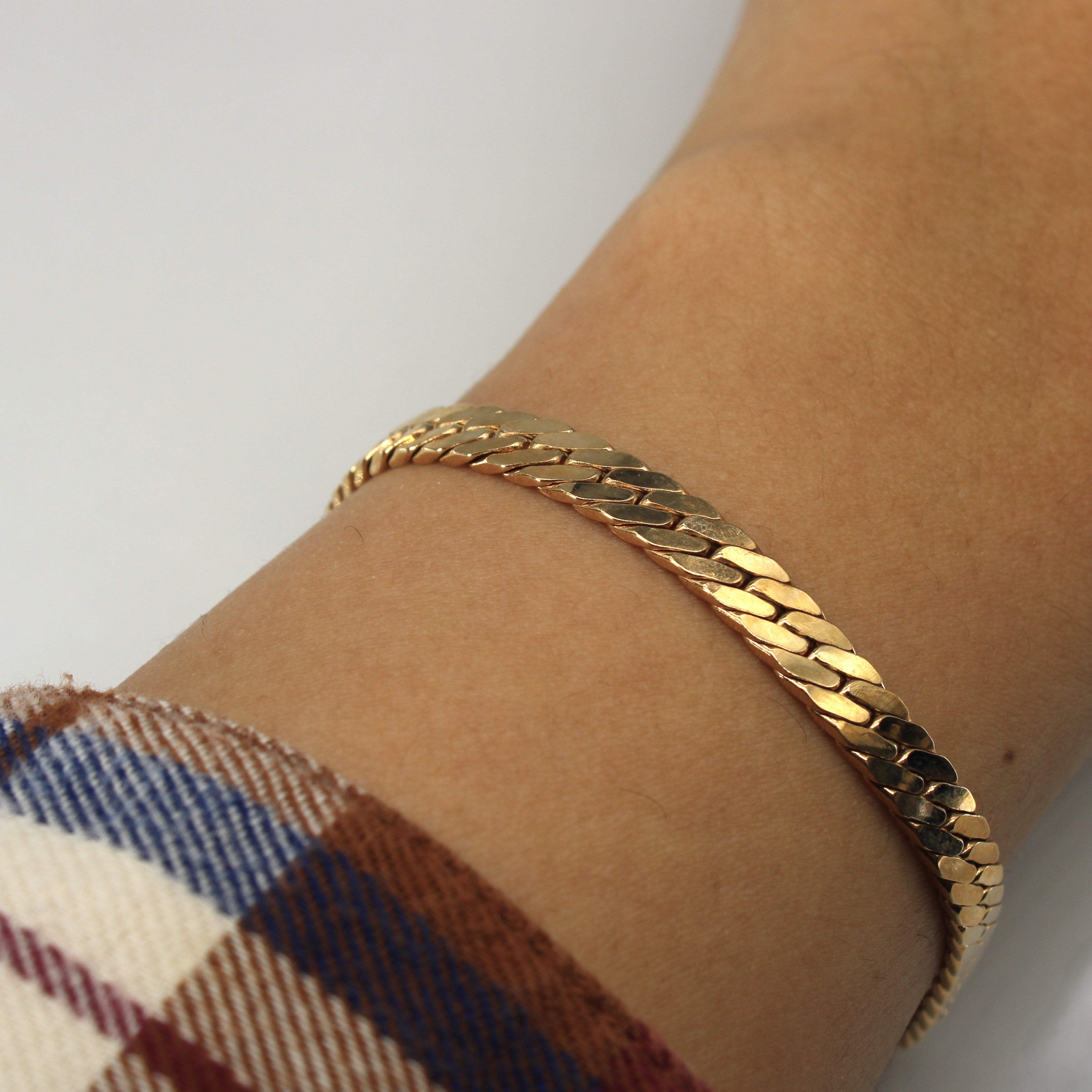 10k Yellow Gold Herringbone Chain Bracelet | 8"|