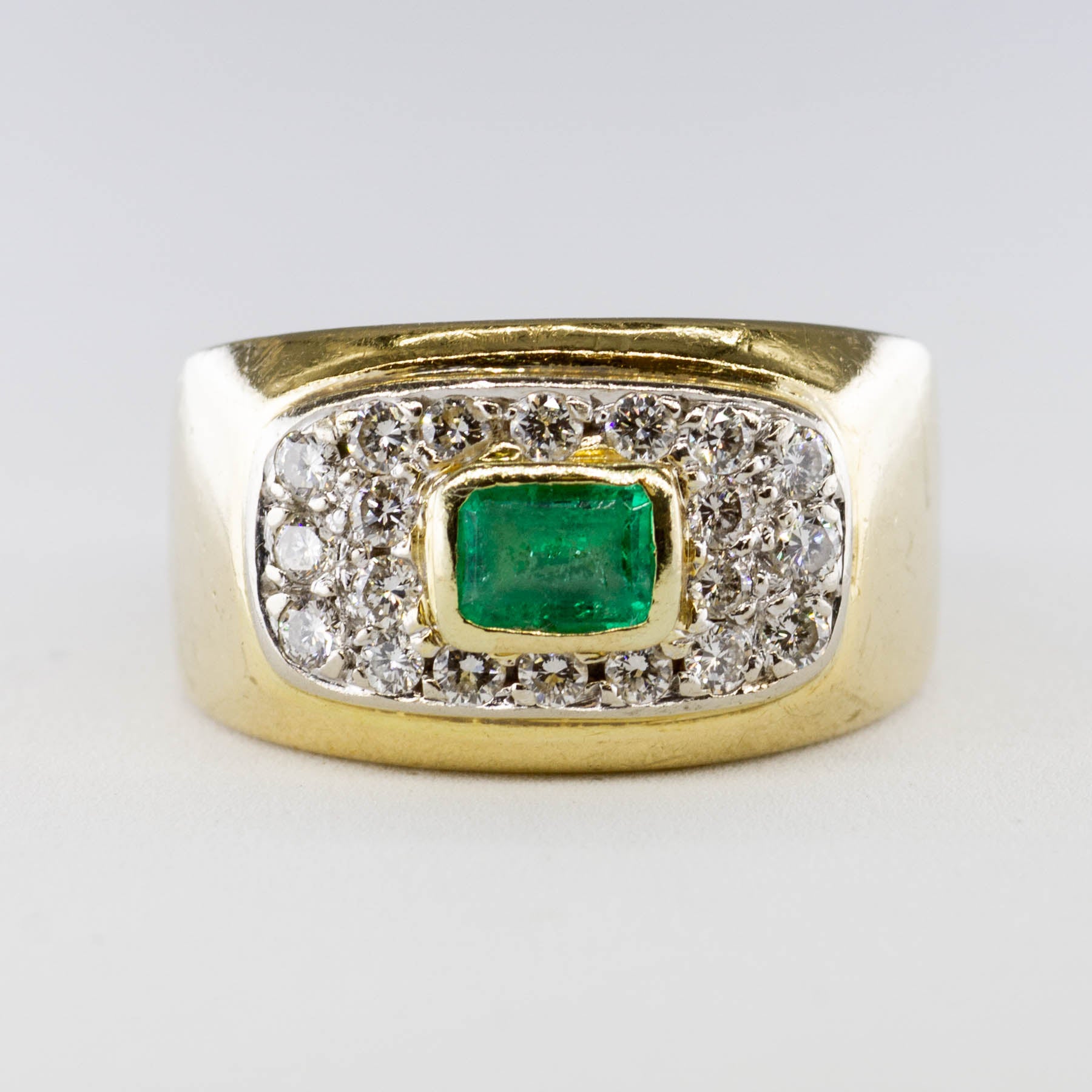 Emerald and Diamond Ring | 0.50 ct Emerald, 0.50 ctw Diamonds | SZ 7.5