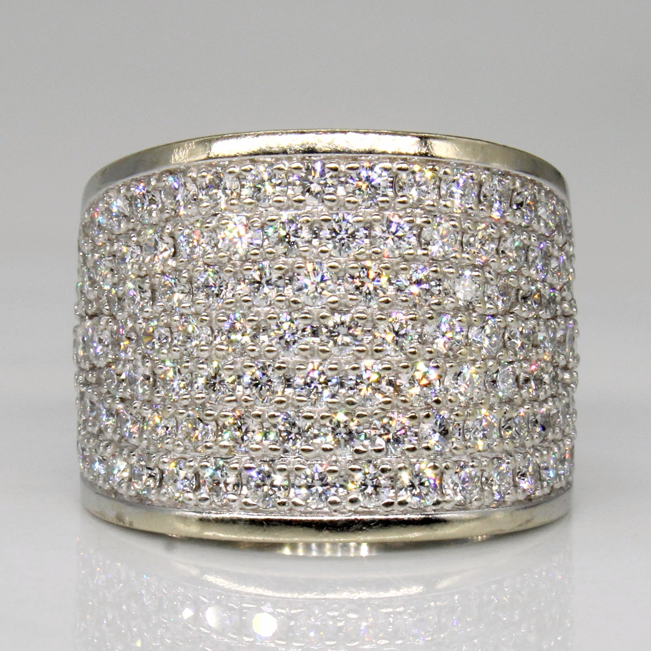 Bague en or 14 carats sertie de micro-pavés de diamants | 2,00 ct | Taille 6,5 |