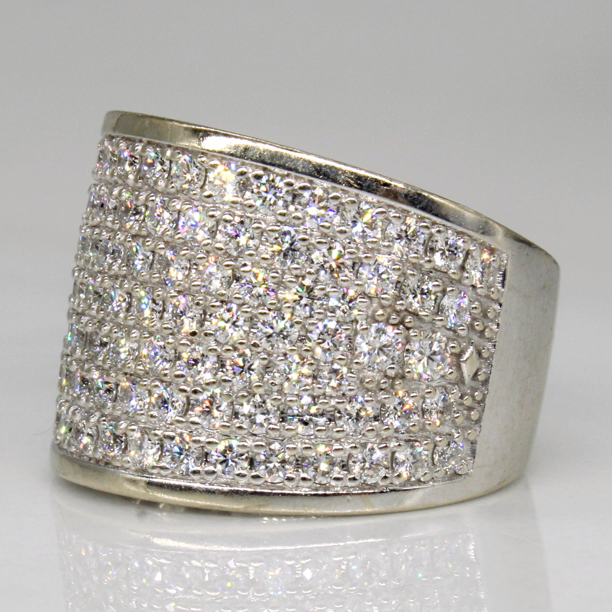 Bague en or 14 carats sertie de micro-pavés de diamants | 2,00 ct | Taille 6,5 |