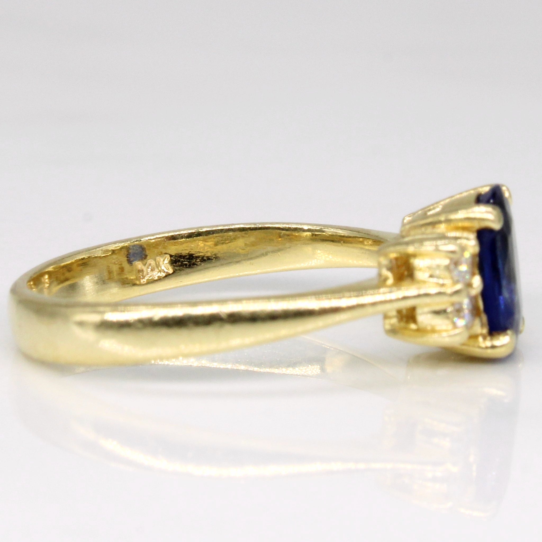 Synthetic Sapphire & Diamond 14k Ring | 0.76ct, 0.10ctw | SZ 5.25 |