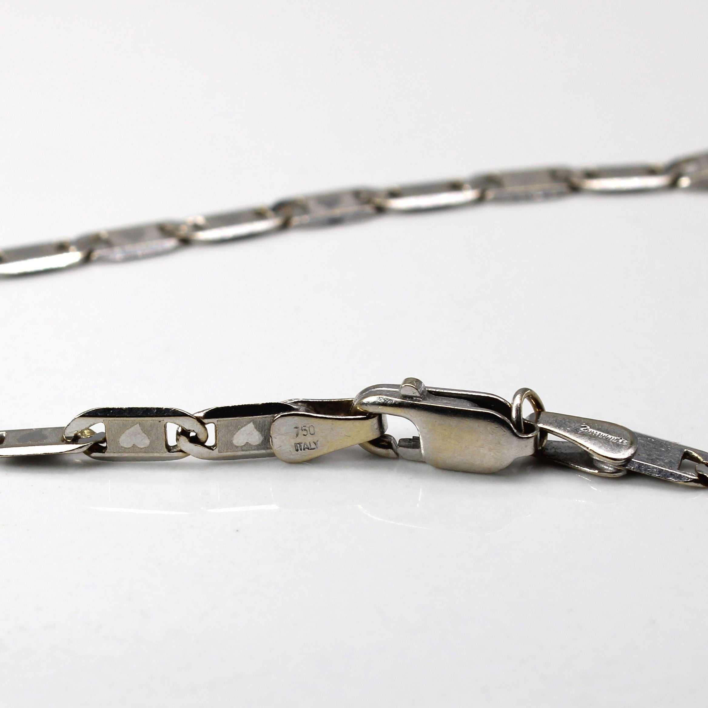 18k White Gold Anchor Chain | 18"|