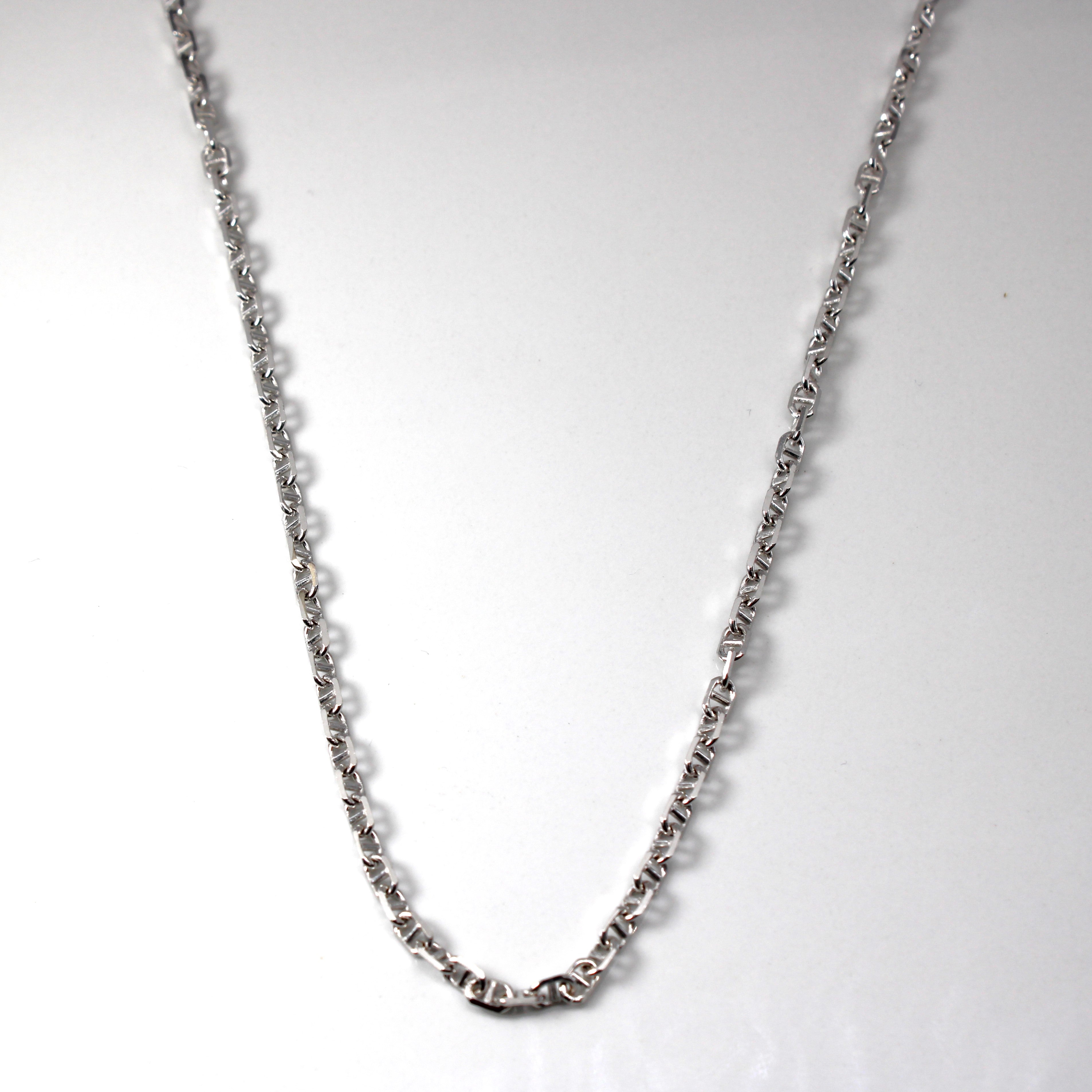 White Gold Anchor Chain | 20"|