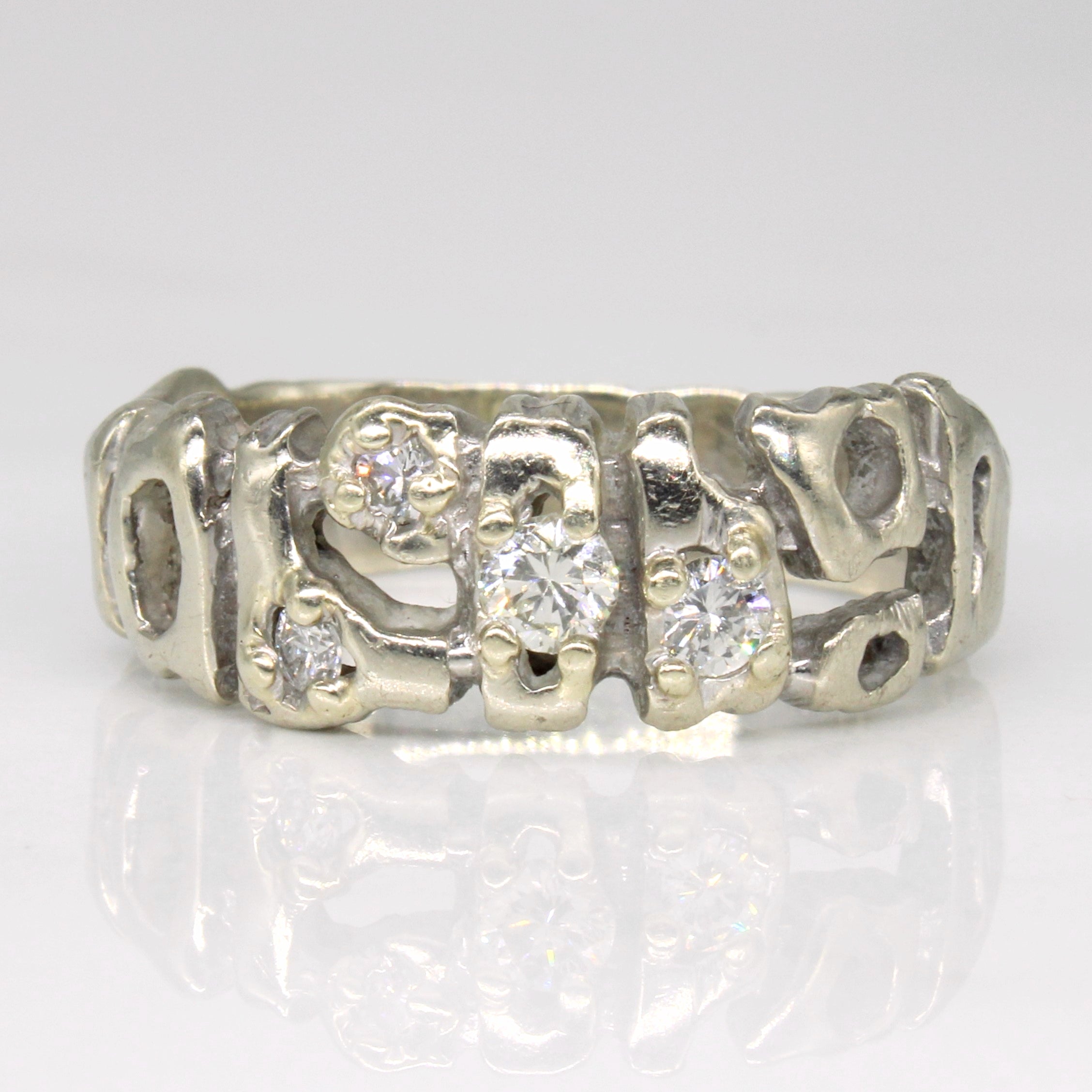 Diamond Nugget Abstract 14k Ring | 0.33ctw | SZ 10.5 |