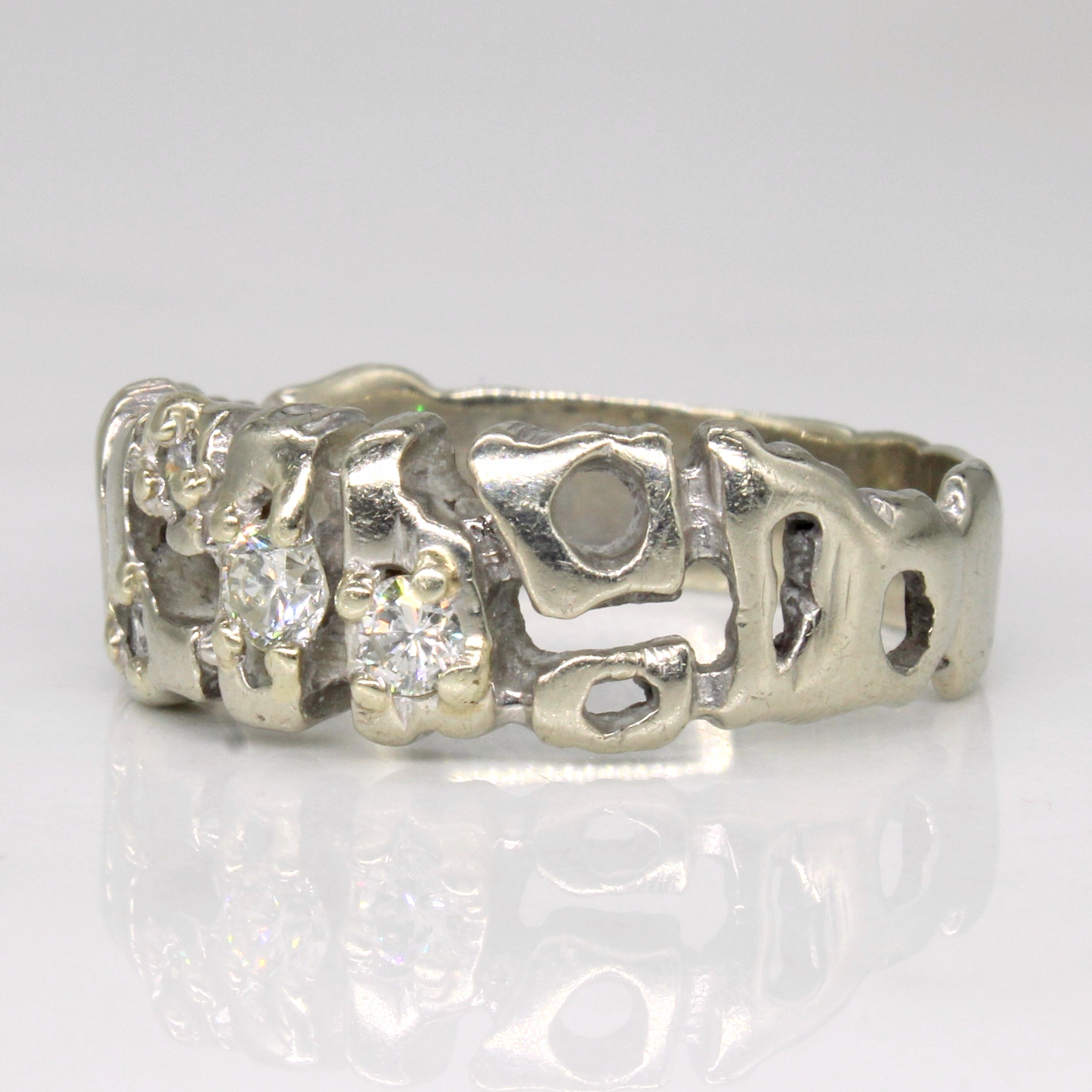 Diamond Nugget Abstract 14k Ring | 0.33ctw | SZ 10.5 |