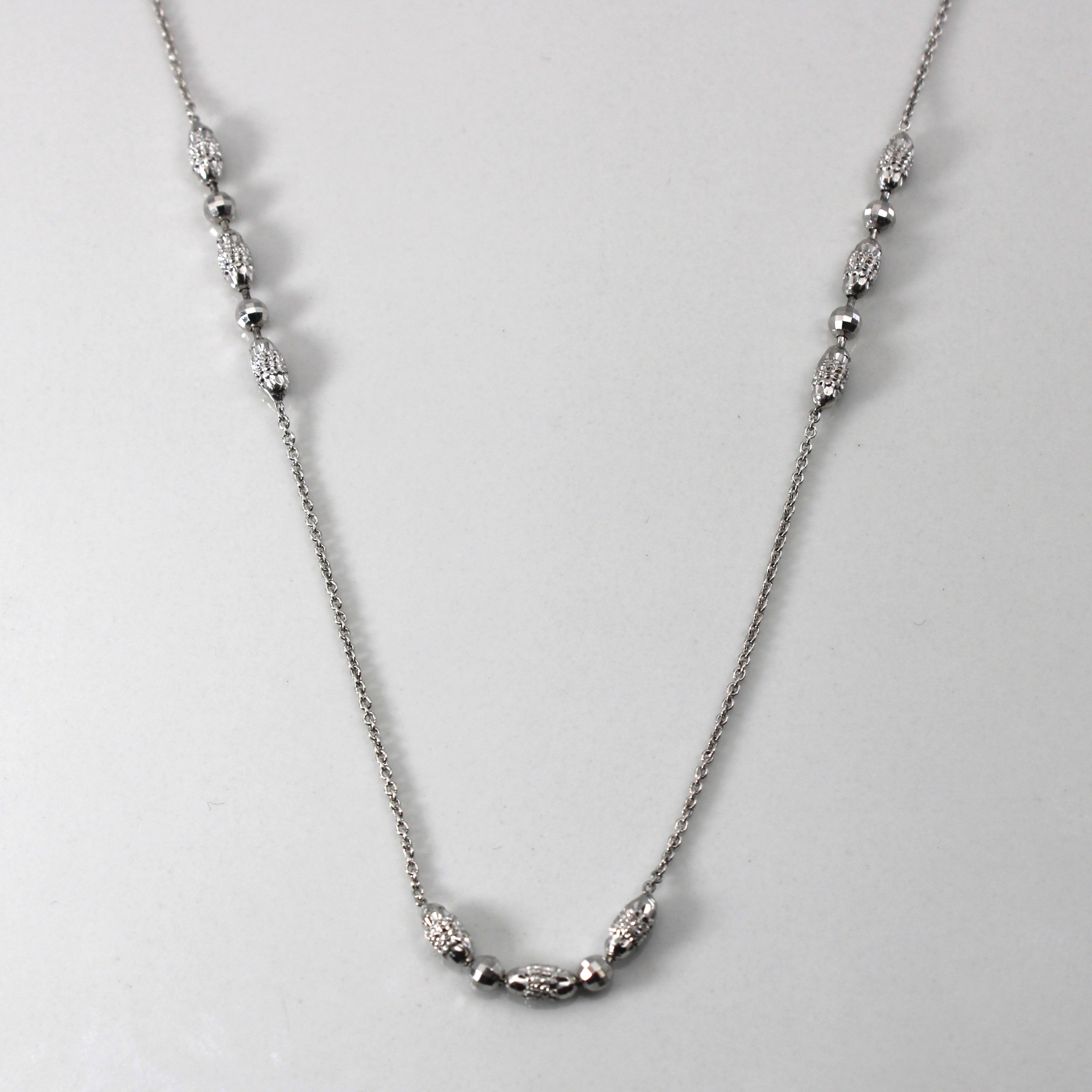 Beaded White Gold Necklace | 16"|