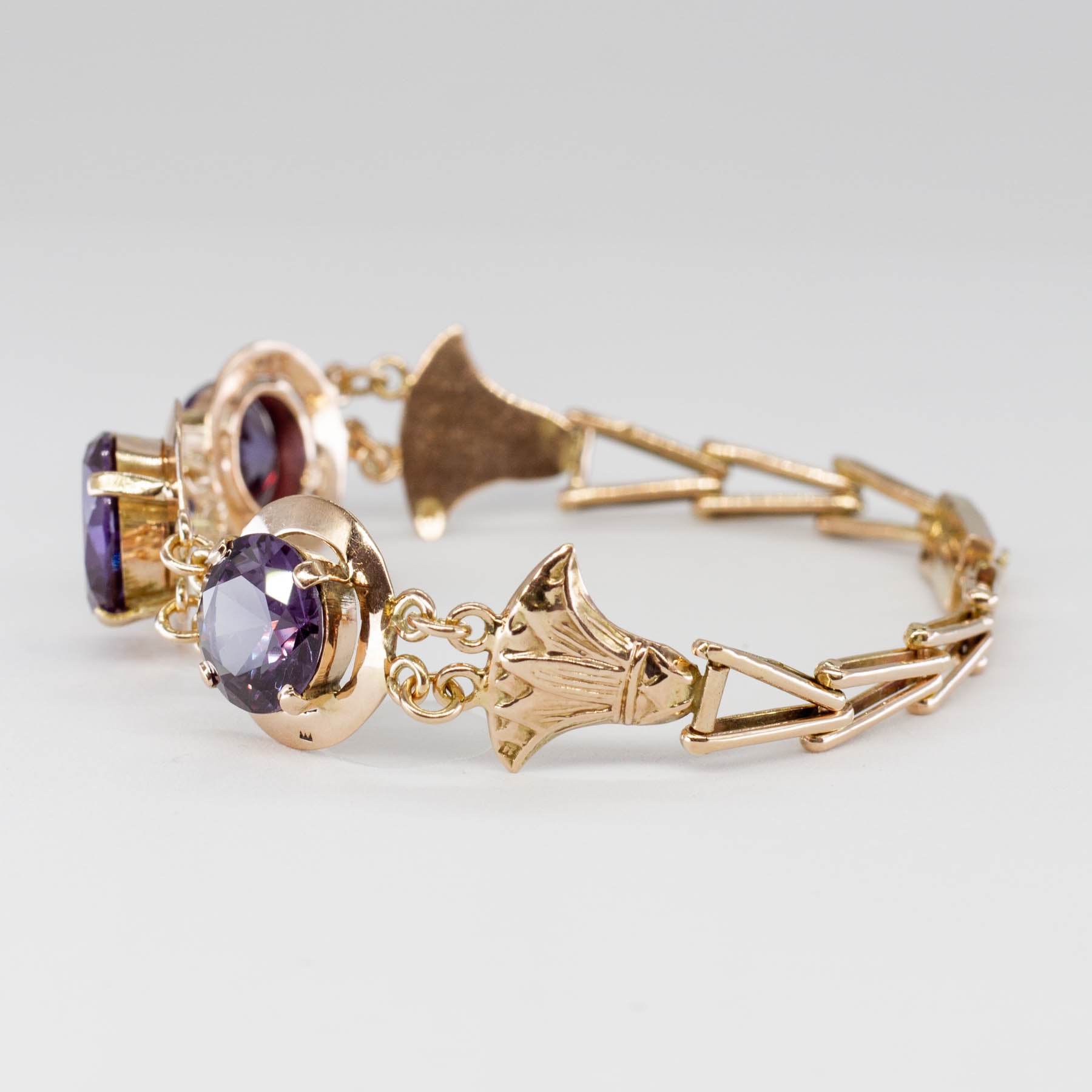 Egyptian Revival Style Synthetic Colour Change Sapphire Bracelet | 25.17 ctw | 7"