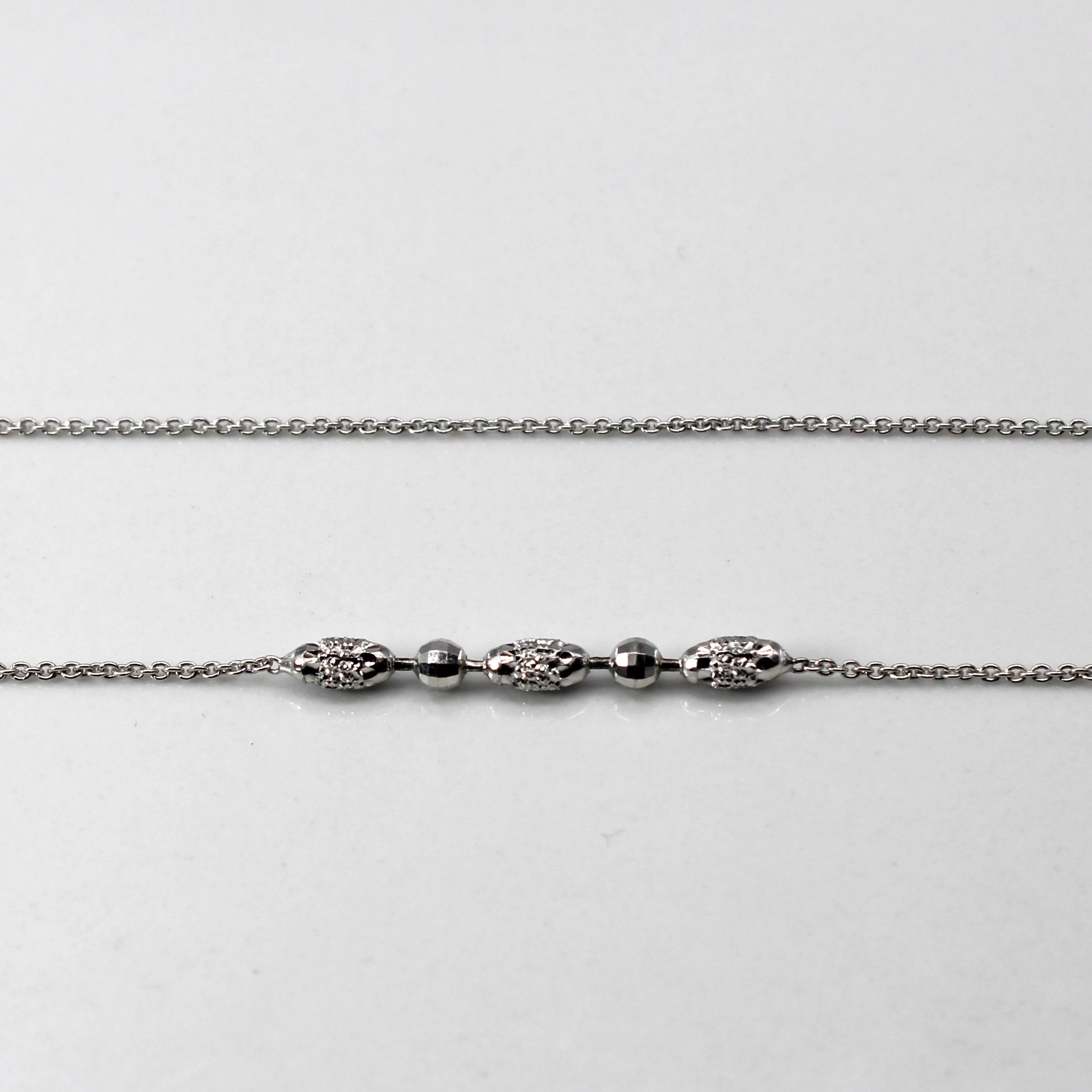 Beaded White Gold Necklace | 16"|