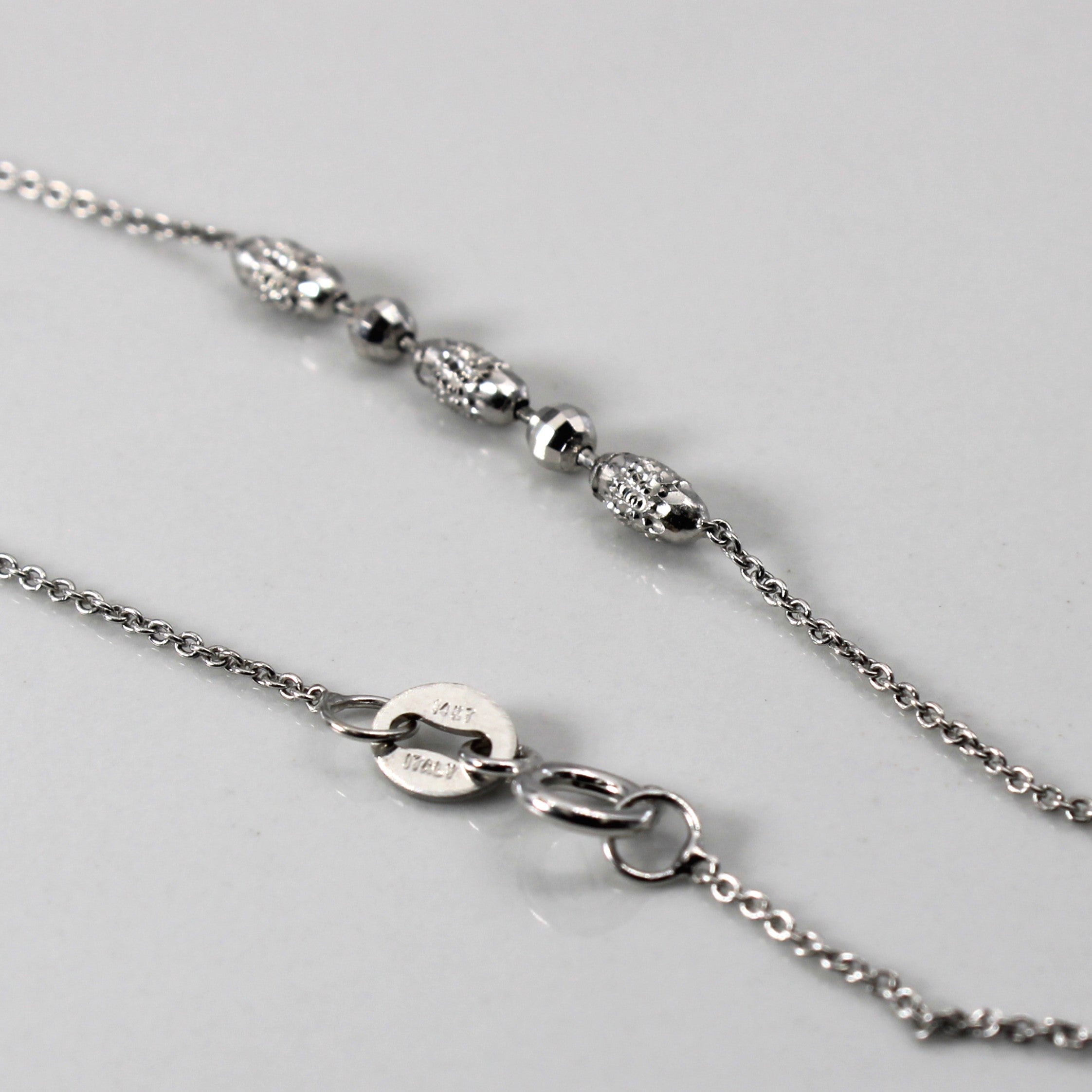 Beaded White Gold Necklace | 16"|