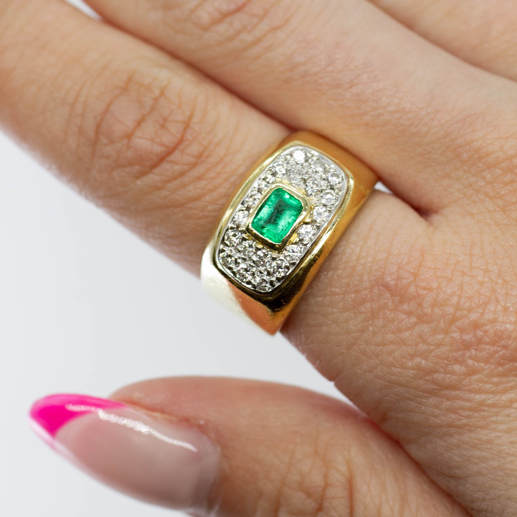 Emerald and Diamond Ring | 0.50ct Emerald, 0.50ctw Diamonds | SZ 7.5