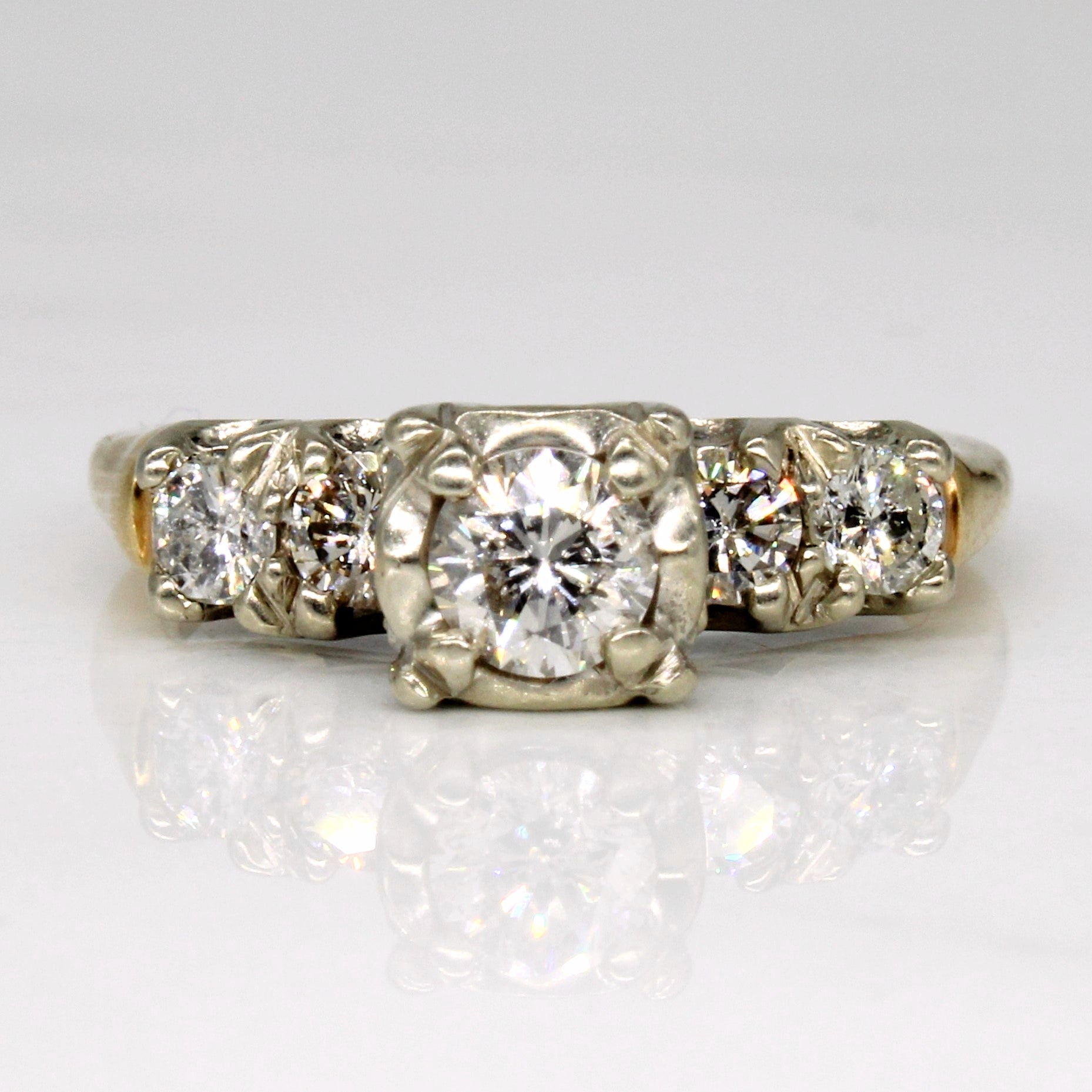 Illusion Set Diamond Five Stone 14k Ring | 0.37ct, 0.4ctw | SZ 6 |