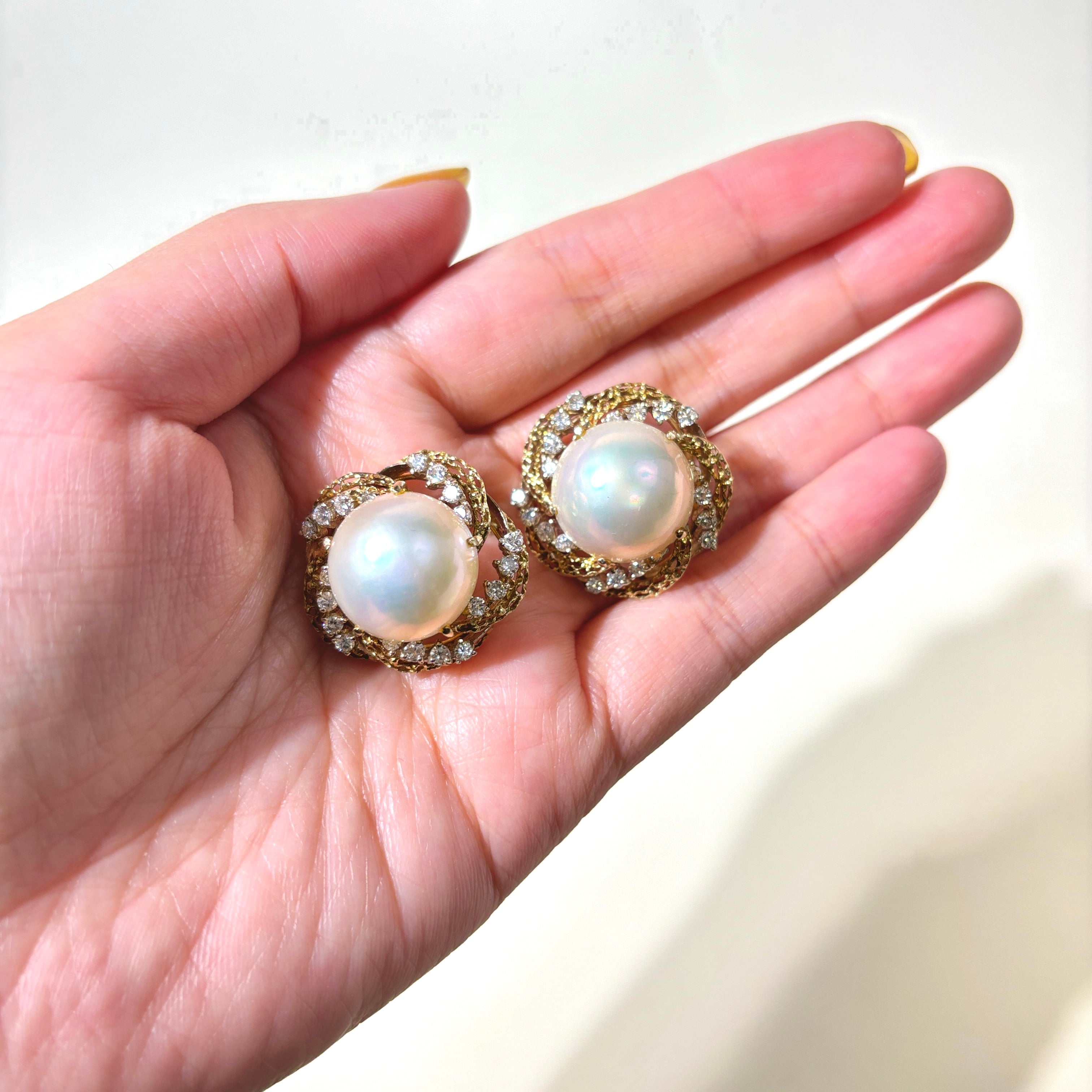 Pearl & Diamond Clip On Earrings | 16.00mm, 2.00ctw