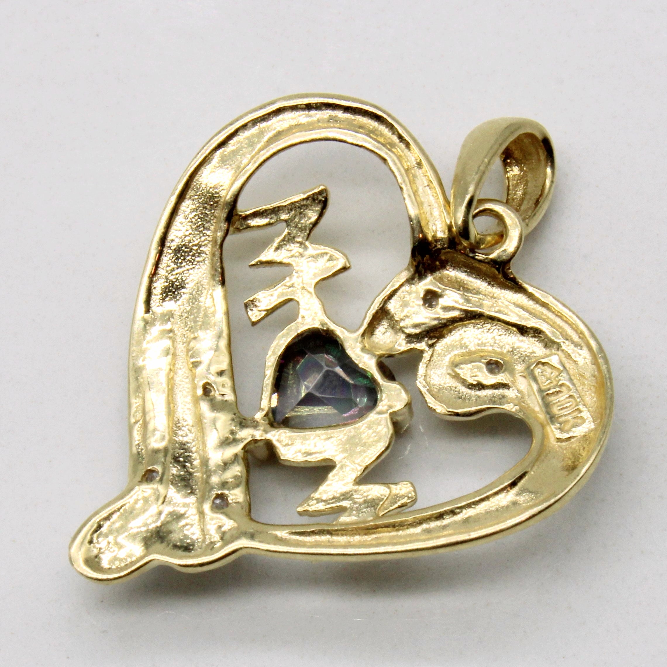 Mystic Topaz & Diamond 'Mom' Heart Pendant | 0.50ct, 0.02ctw |