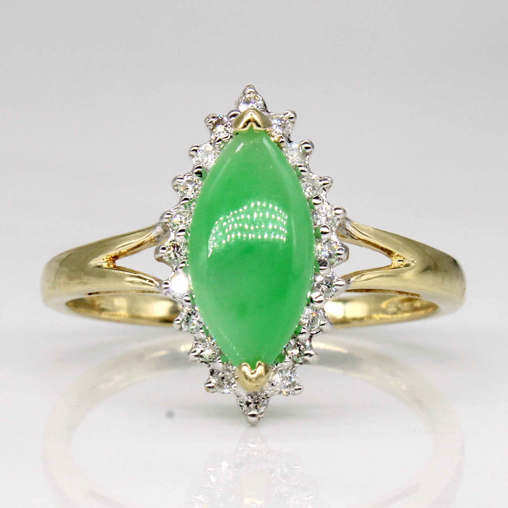Jade & Diamond Halo Ring | 1.70ct, 0.10ctw | SZ 9 |
