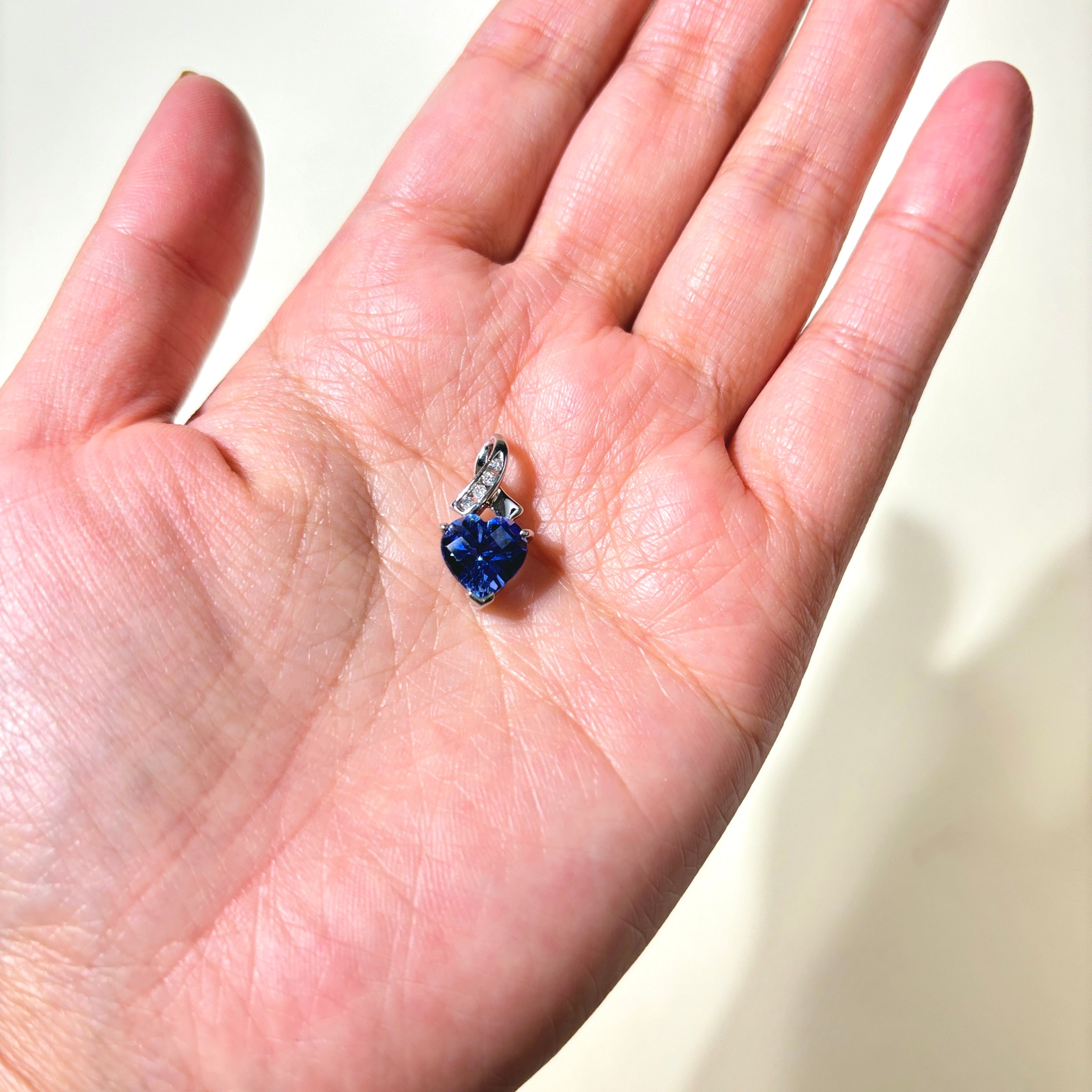 10K Sapphire & Diamond Heart Pendant | 4.04ct, 0.04ctw