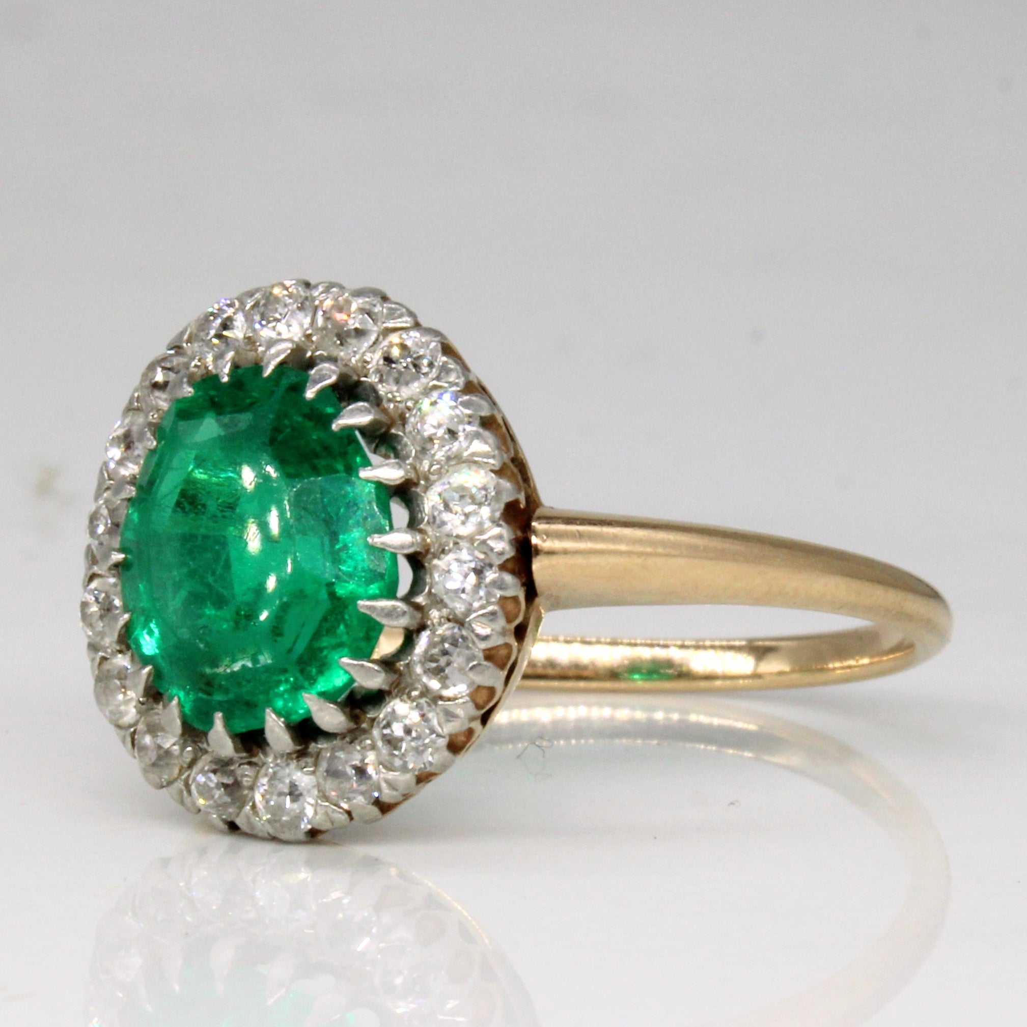 Victorian Emerald & Diamond Cocktail Ring | 3.00ct, 0.45ctw | SZ 8.5 |