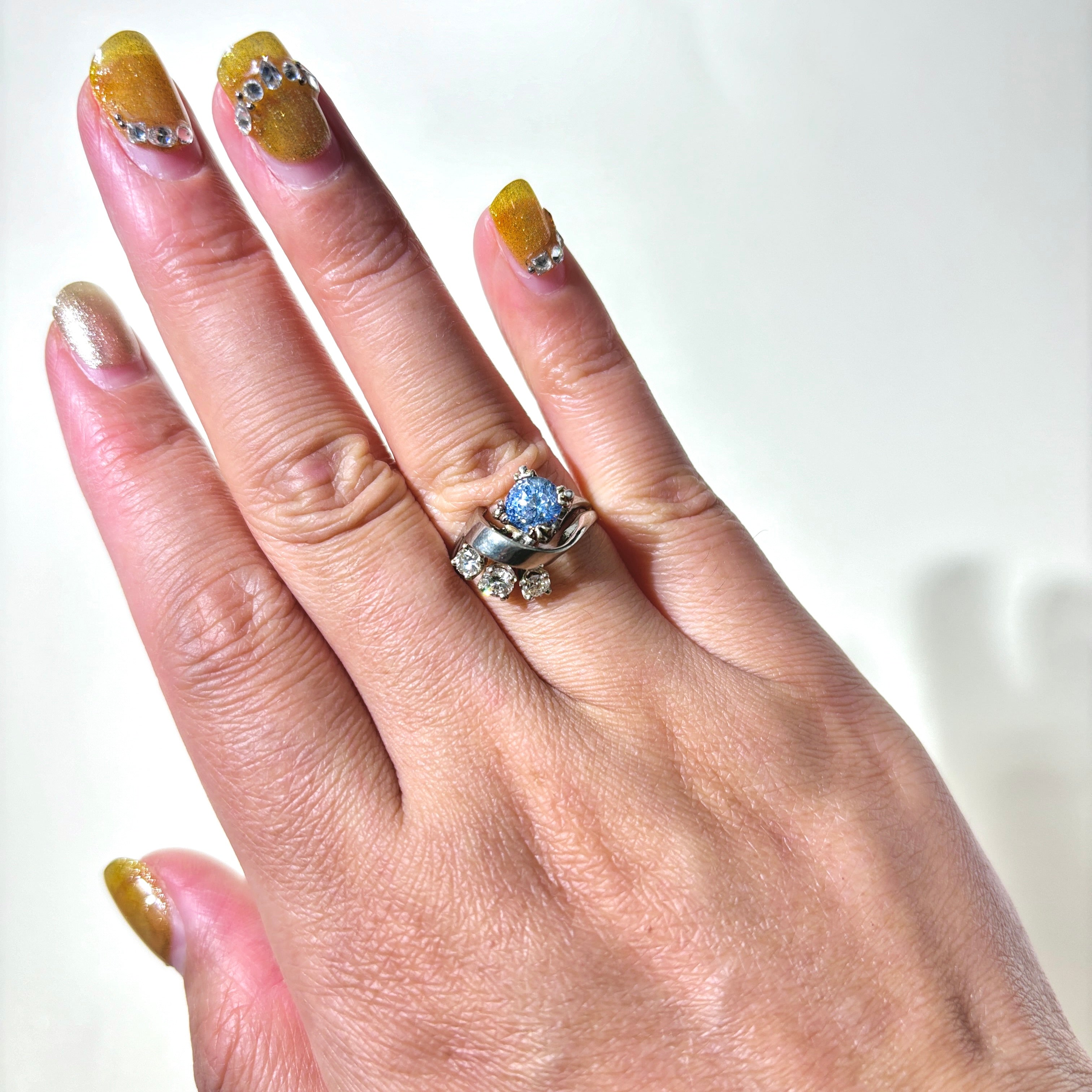 14K Sapphire & Diamond Abstract Ring | 1.19ct, 0.34ctw | SZ 6.5