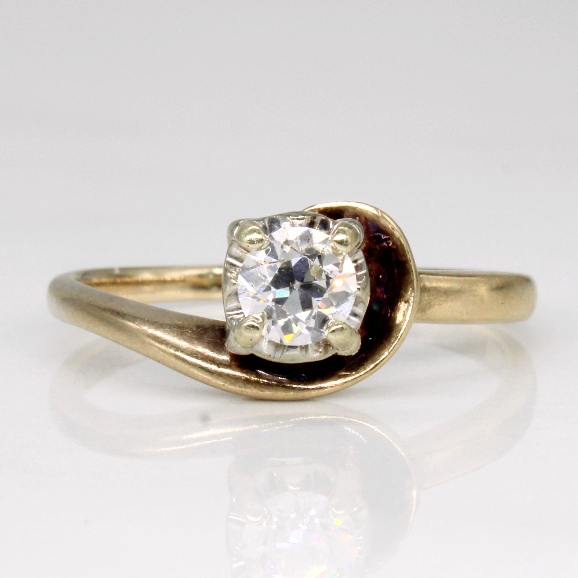 Old European Diamond Bypass Engagement 14k Ring | 0.37ct | SZ 8.25 |