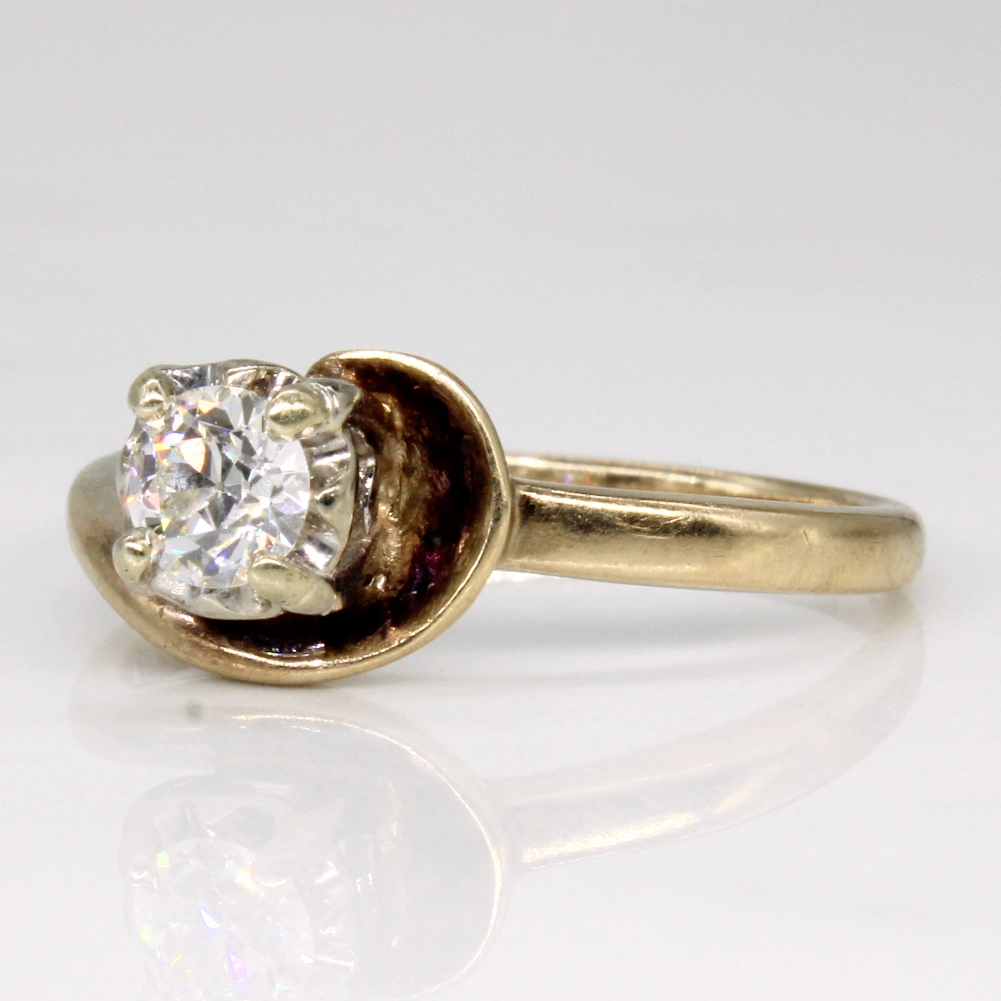 Old European Diamond Bypass Engagement 14k Ring | 0.37ct | SZ 8.25 |